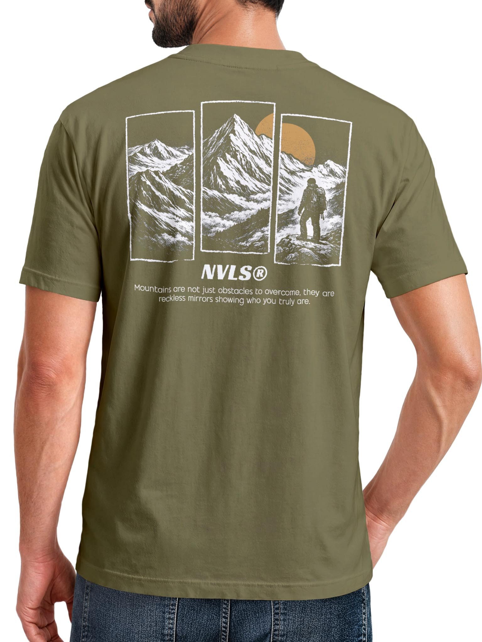 Print-Shirt Herren T-Shirt Backprint Mountain Adventure Grafik Outdoor Nature