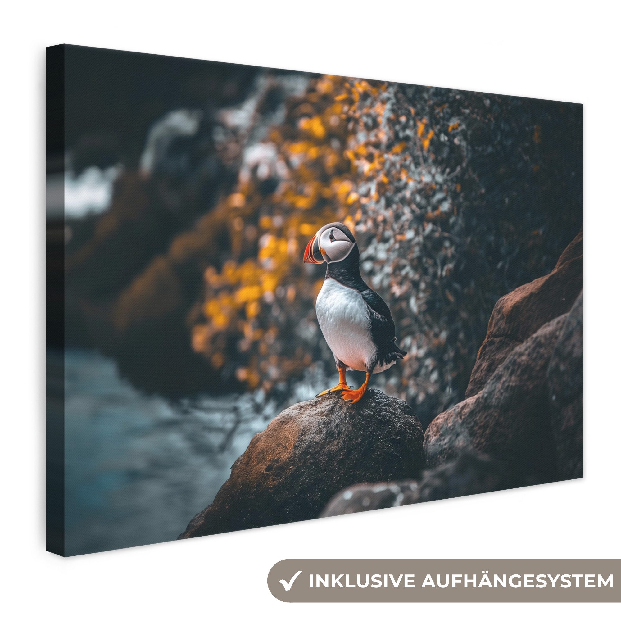 OneMillionCanvasses® Leinwandbild Papagei - Vogel - Felsen - Weiß, Fotodruck (1 St), Leinwand Bilder Klein, Wand Dekoration Aesthetic 30x20 cm