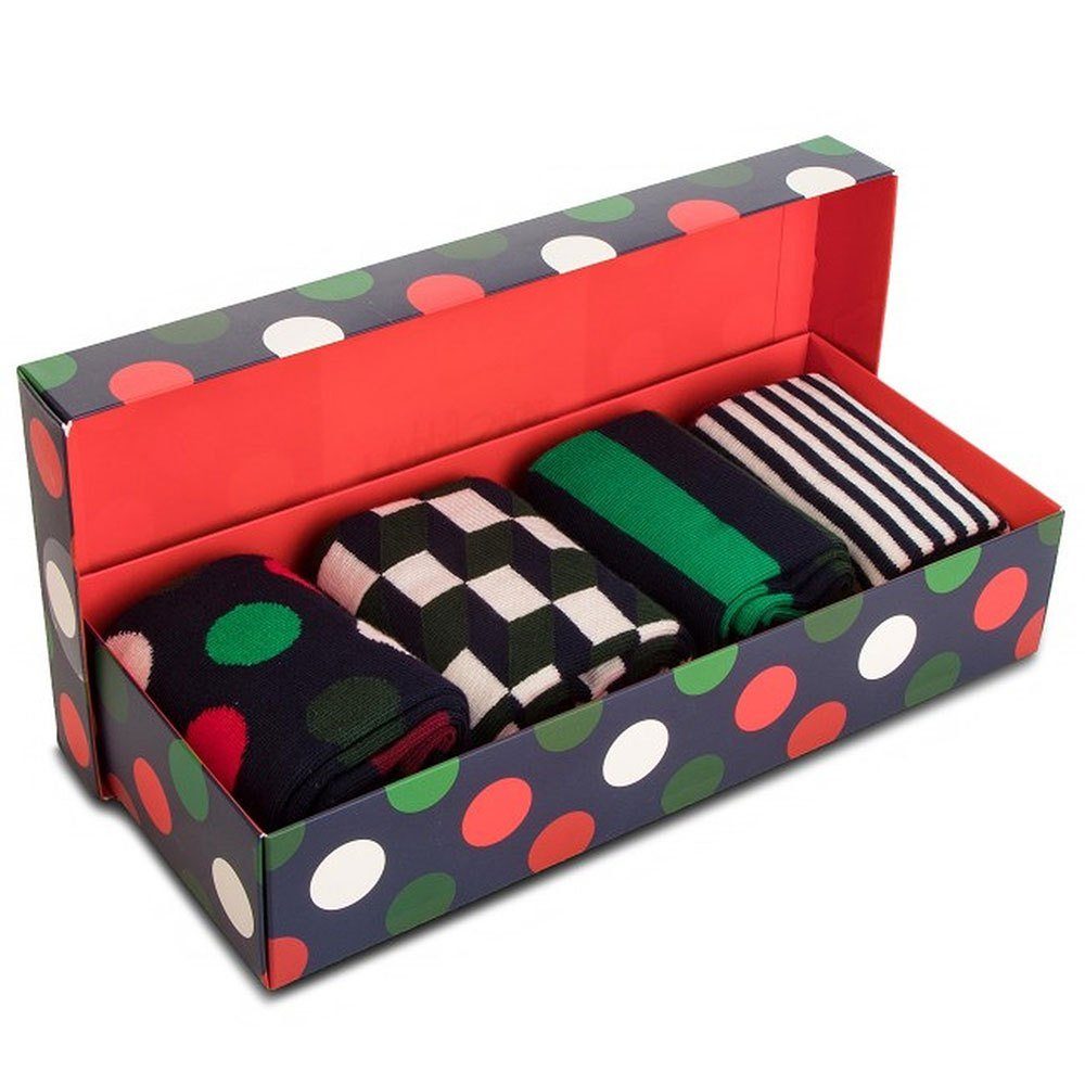 Big (1-Paar ) Freizeitsocken Socken Socks Geschenkbox Holiday Dot 4-Pack Happy