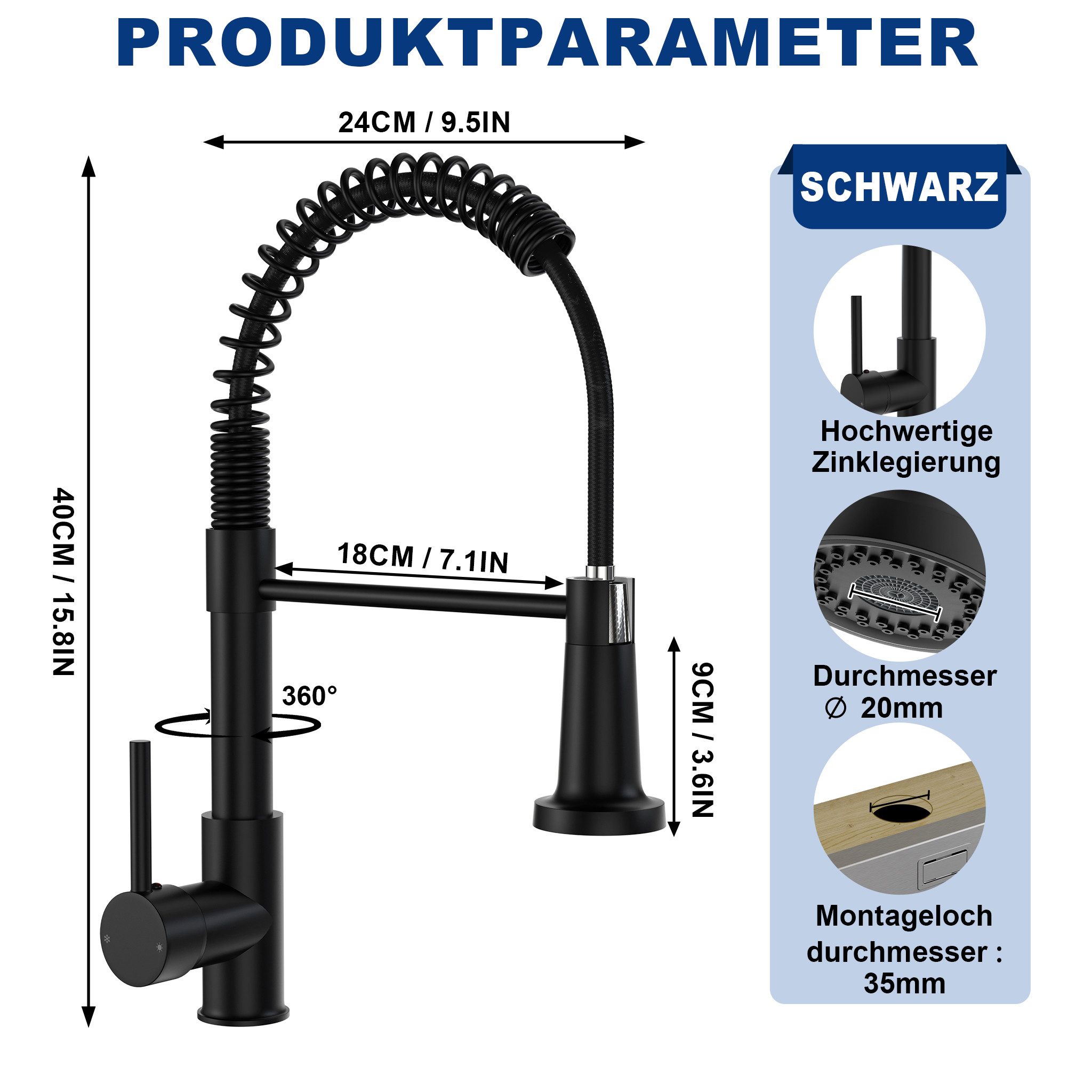FIVMEN Waschtischarmatur Wasserhahn Küche, Einhebel Küchenarmatur Hochdruck günstig online kaufen