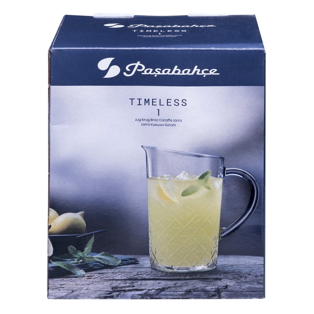 mit de Gourmet Griff, Liter Gläser-Set Auslauf und Wasserkrug Timeless, handlichem 1.44 Glas, Secret Pasabahce