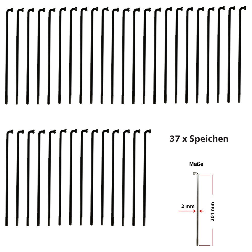 Mach1 Fahrrad-Laufrad 37 Stück MACH1 Speichen Spokes Plus 201 mm Edelsta