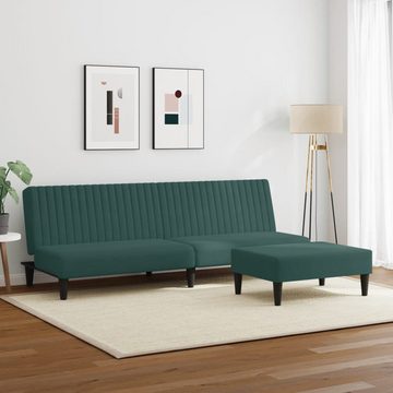 vidaXL Sofa 2-tlg. Sofagarnitur Dunkelgrün Samt