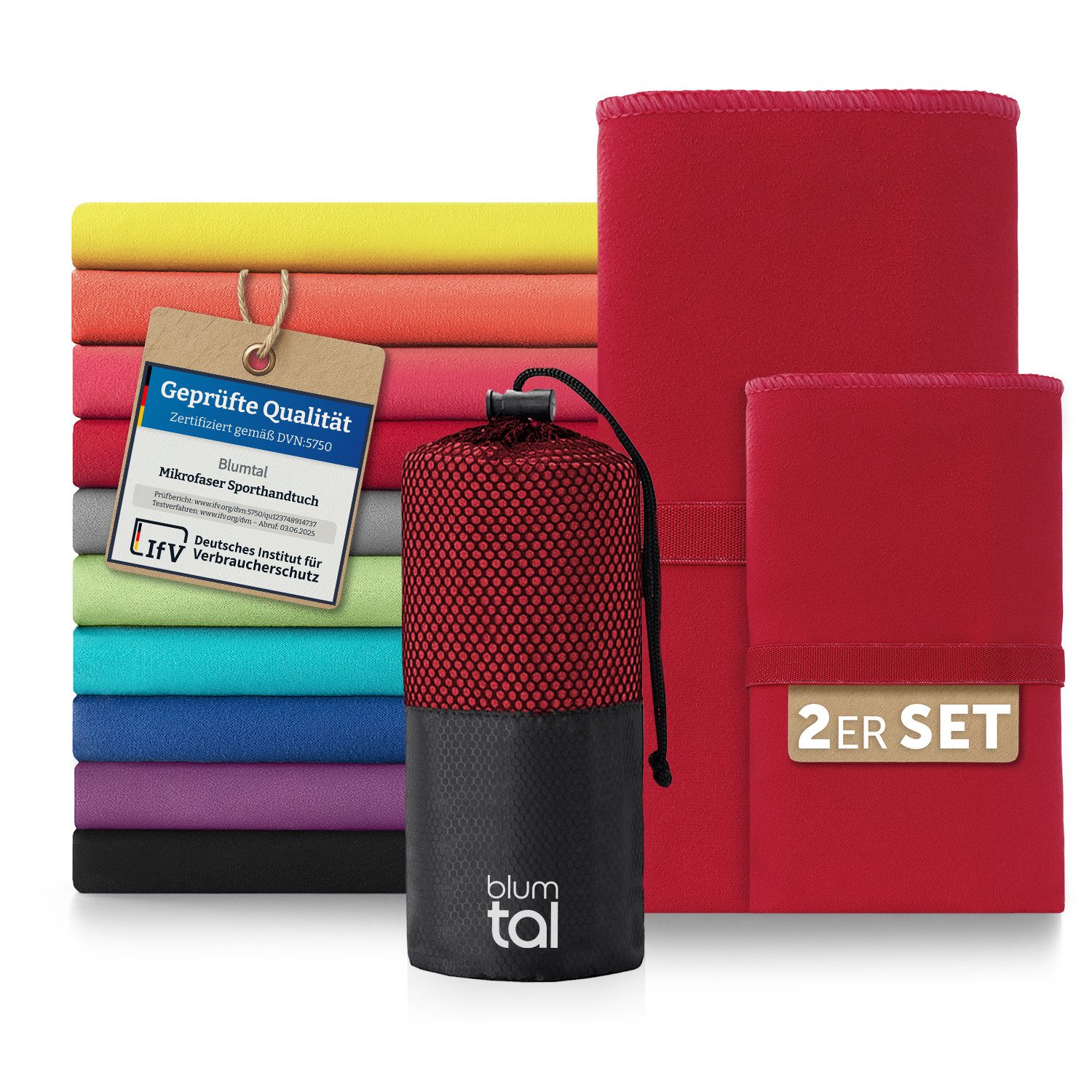 Blumtal Sporthandtuch Mikrofaser Handtücher Set, Mikrofaser (2-St), Ultra leicht, kompakt & schnelltrocknend