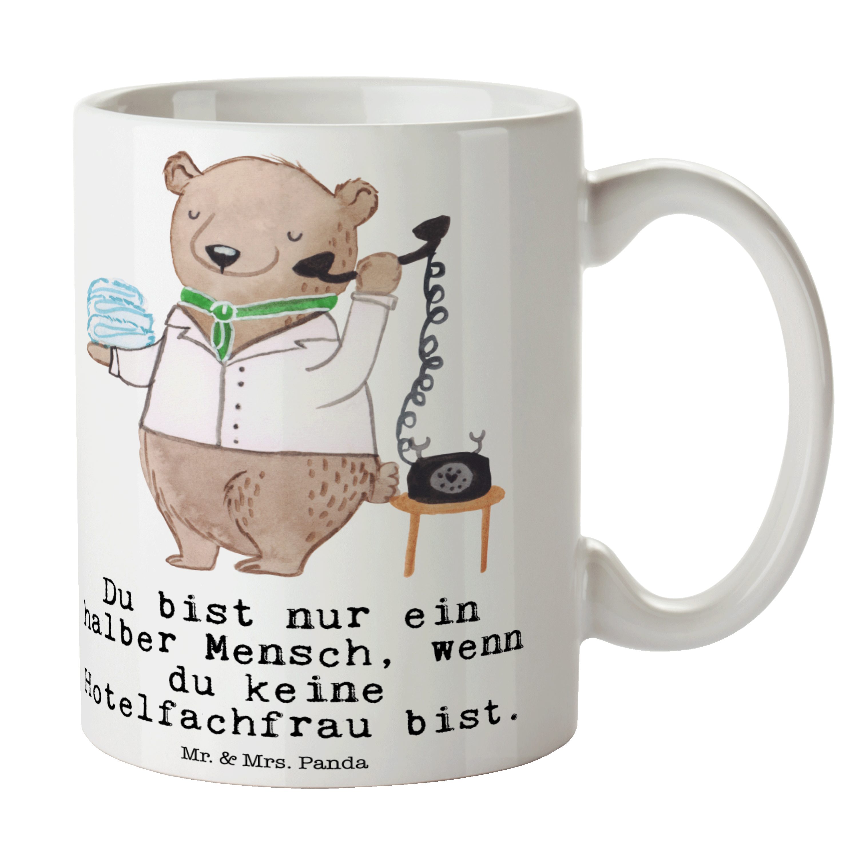 Mr. & Mrs. Panda Tasse Hotelfachfrau mit Herz - Weiß - Geschenk, Hotelfachangestellte, Hotel, Keramik | Tassen