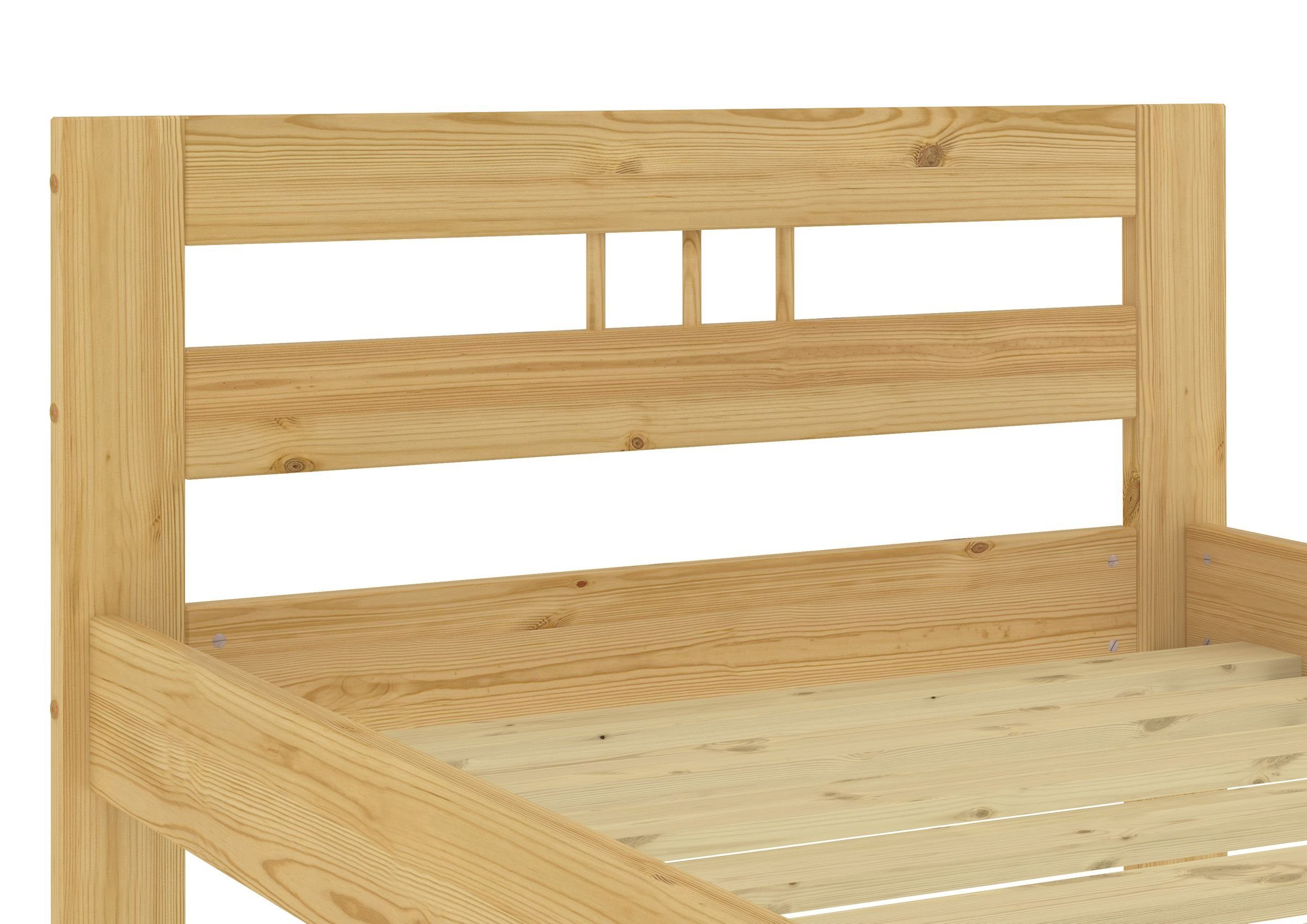 Rollrost lackiert Kiefer Kieferfarblos Bett ERST-HOLZ Matratze, Doppelbett 140x200 natur u. mit