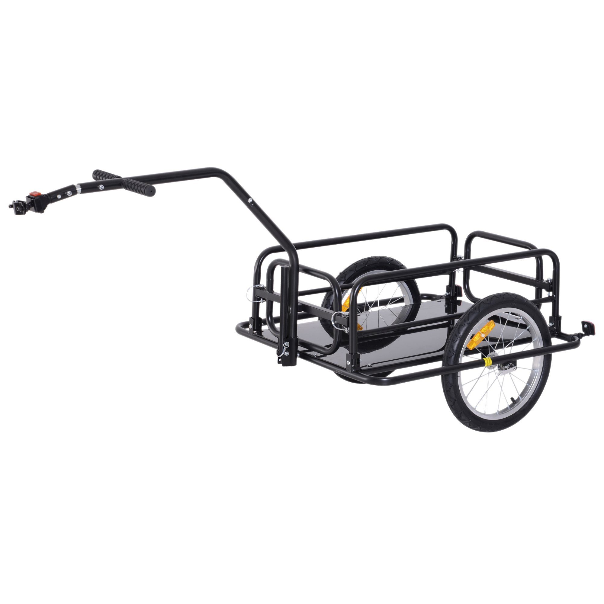 HOMCOM Fahrradlastenanhänger Transportanhänger Handwagen, Schwarz 155 x 71.5 x 77 cm