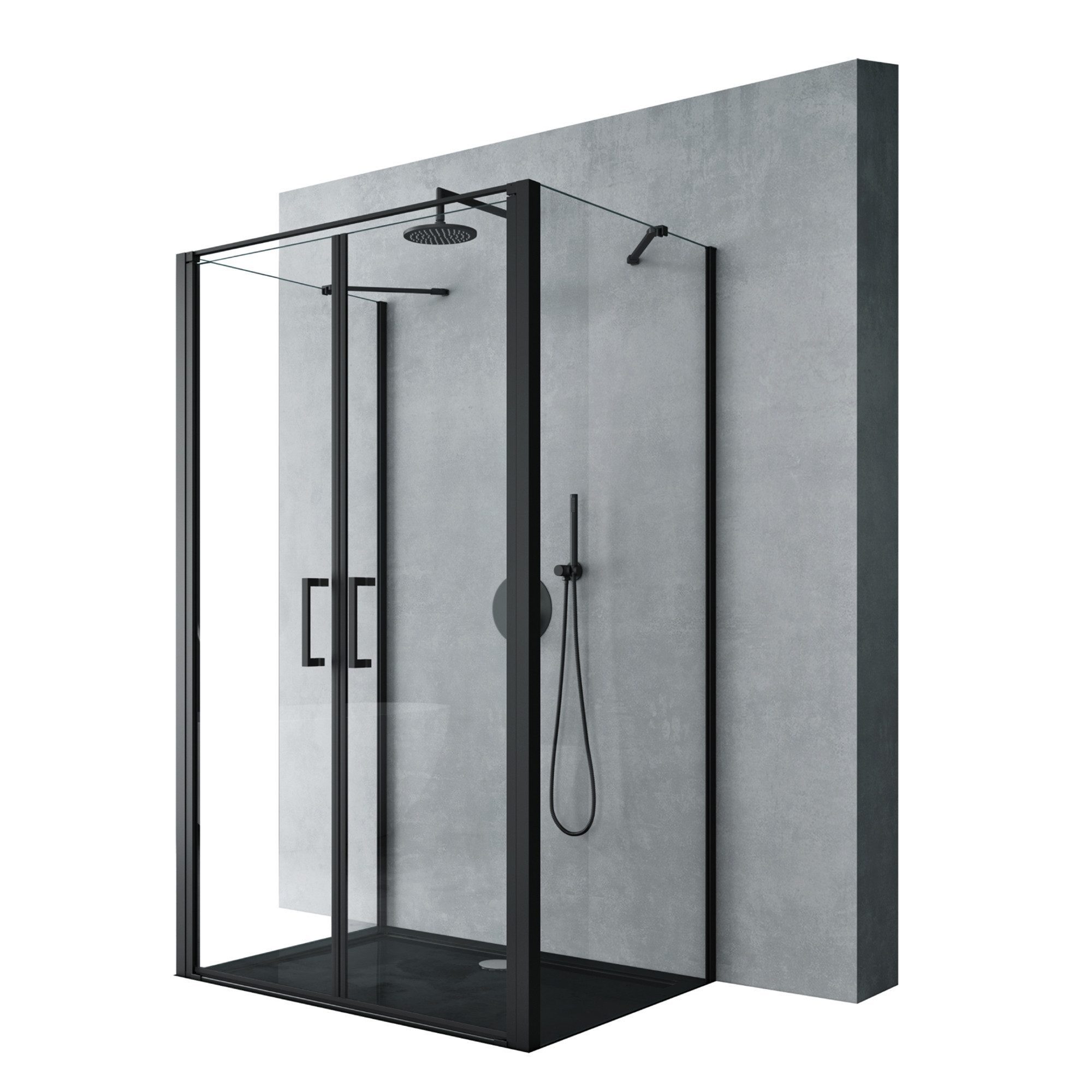 Mai & Mai Grossraumdusche Duschkabine U-Form Duschabtrennung ESG-Sicherheitsglas Rav66UK, BxT: 90x80 cm