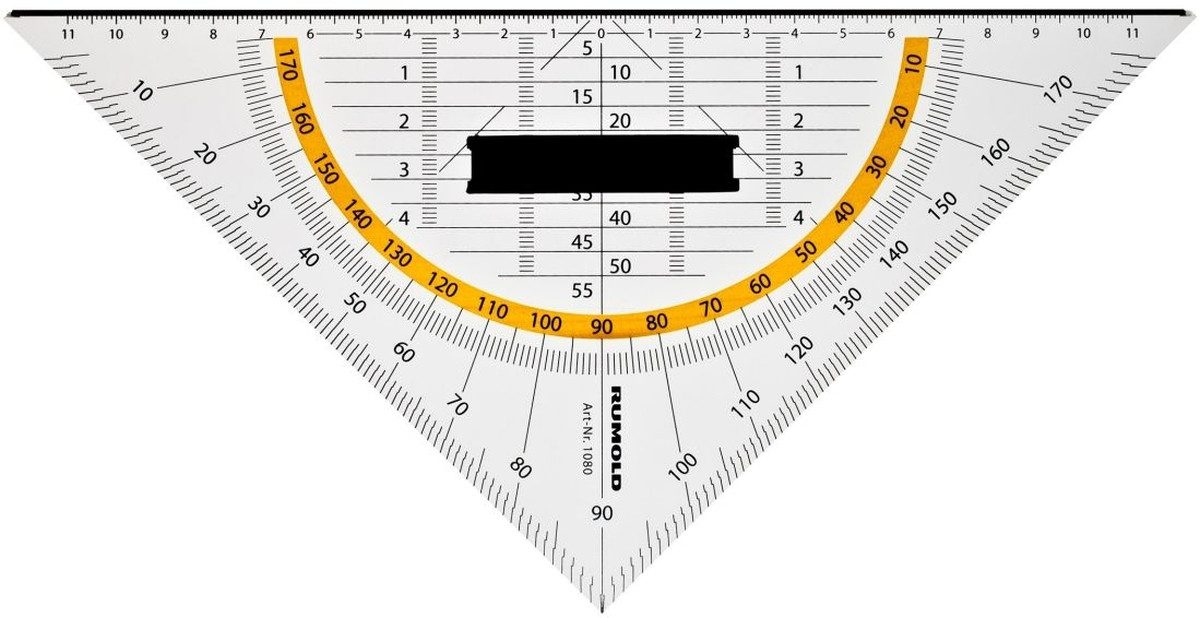 Rumold Geodreieck Geometriedreieck 25cm Acryl transparent mit festem Griff.