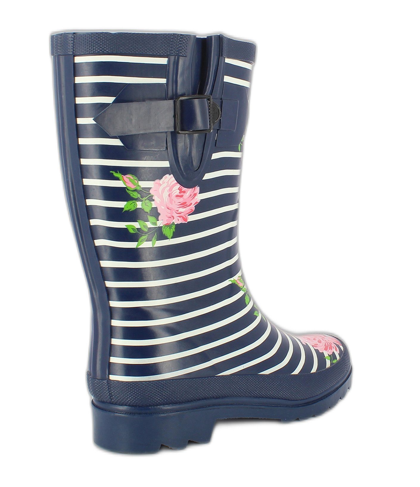 Beck Damen Gummistiefel Stripes Gummistiefel (wasserdichte, weitenverstellbare Stiefel, für trockene Füße bei Regenwetter) herausnehmbare Innensohle, weicher robuster Naturkautschuk