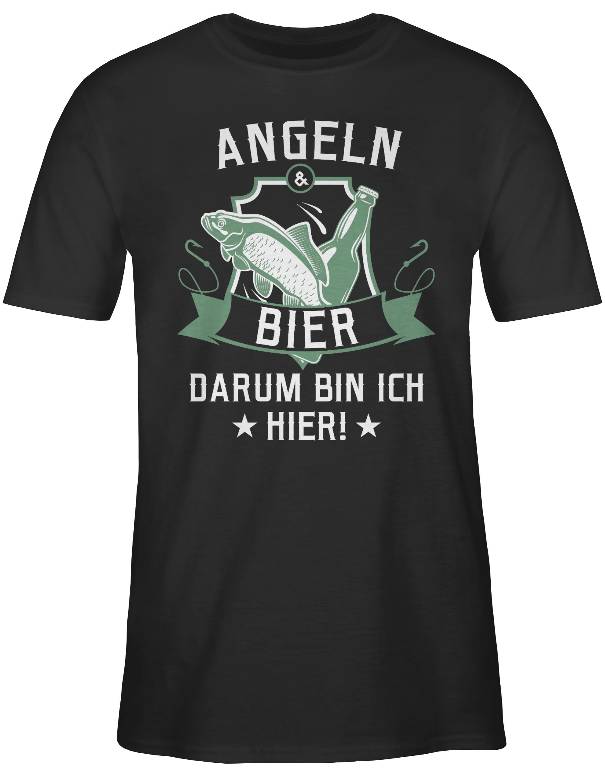 Geschenke und 1 Shirtracer Bier T-Shirt Schwarz Angler Angeln