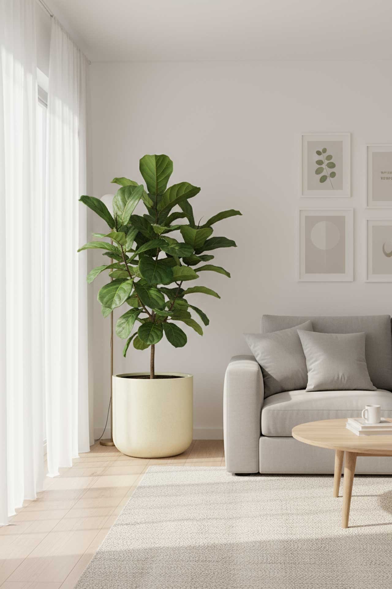 VIVANNO Blumentopf Fiberglas CHICO Rund - Vesuvbeige Matt (1 St), 40x40 cm
