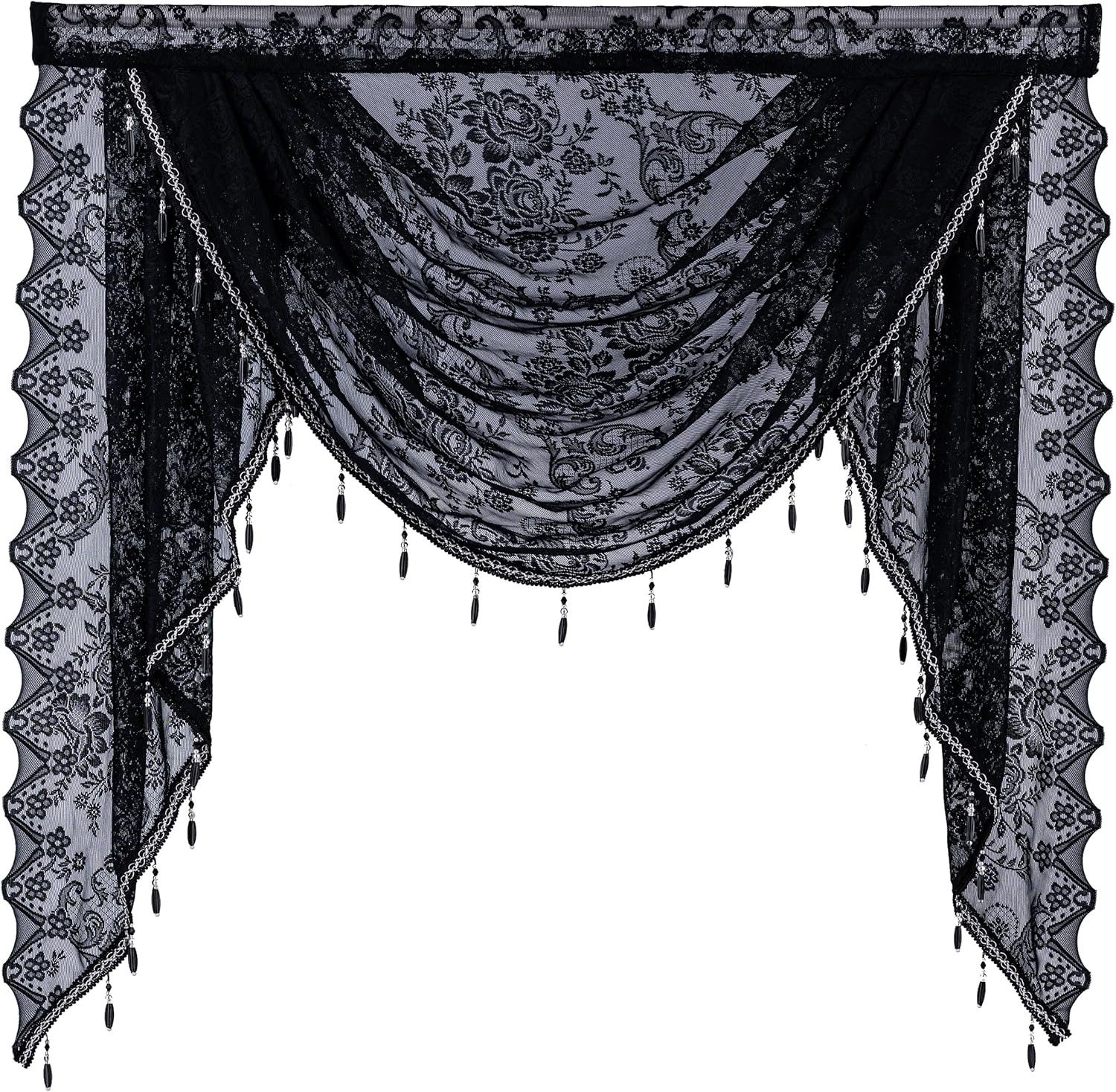 Kaket Vorhang Blumen Vintage Deko Vorhang, halbtransparente Spitzenvorhänge günstig online kaufen