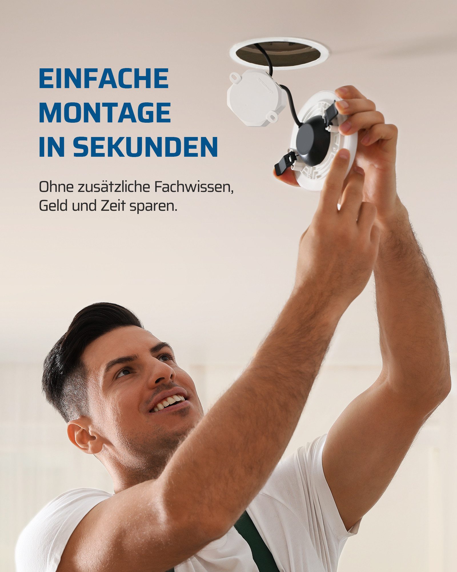 DEWENWILS Licht-Funksteuerung Funkschalter, 230V 10A 2300W, für Schlafzimmer, Innenraum, Wohnzimmer, Keller, Küche, Garage, 2-tlg., Kabelloser Wandschalter, 30m – Bild 4 von 5