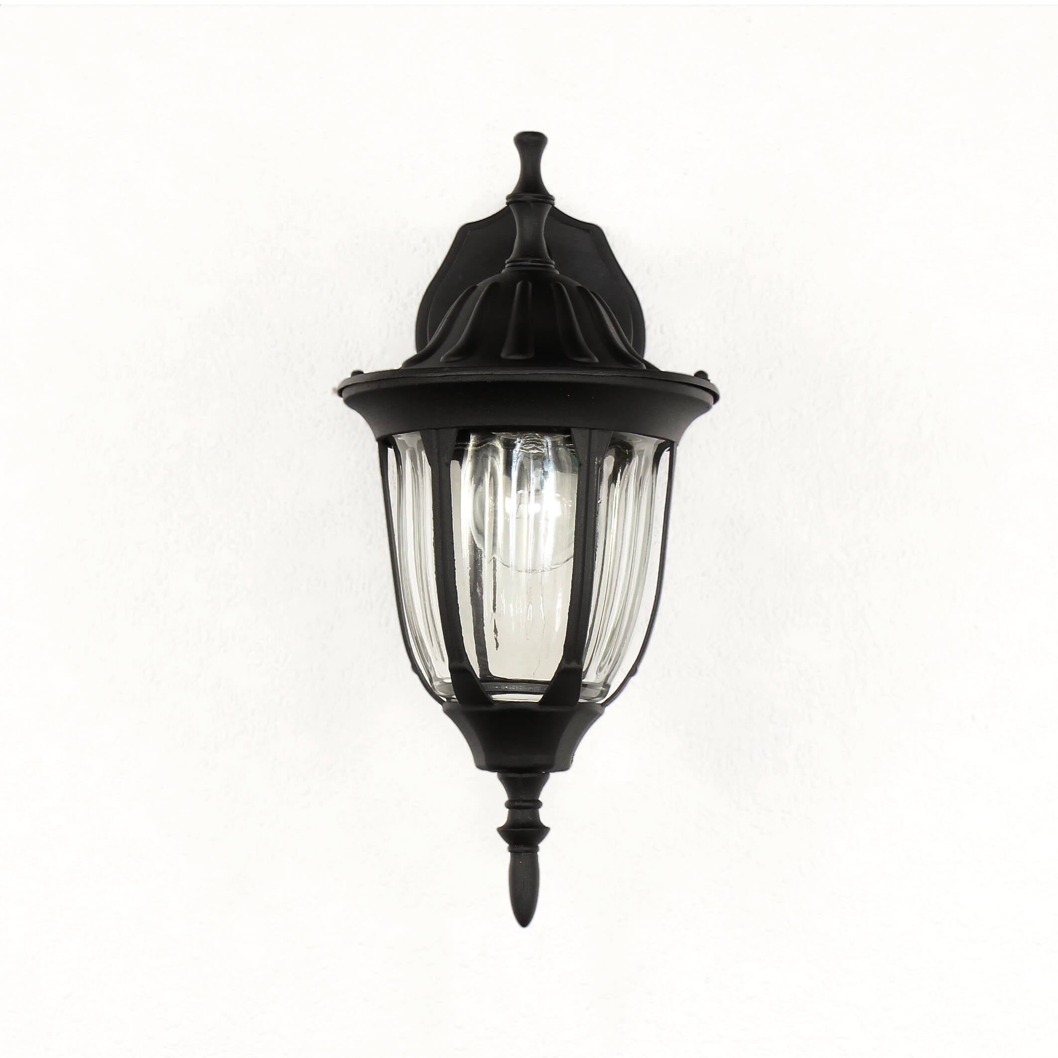 Glas Lampe Schwarz Licht-Erlebnisse rustikal AußenWandlampe Garten ohne Leuchtmittel, Balkon MILANO, Außen-Wandleuchte