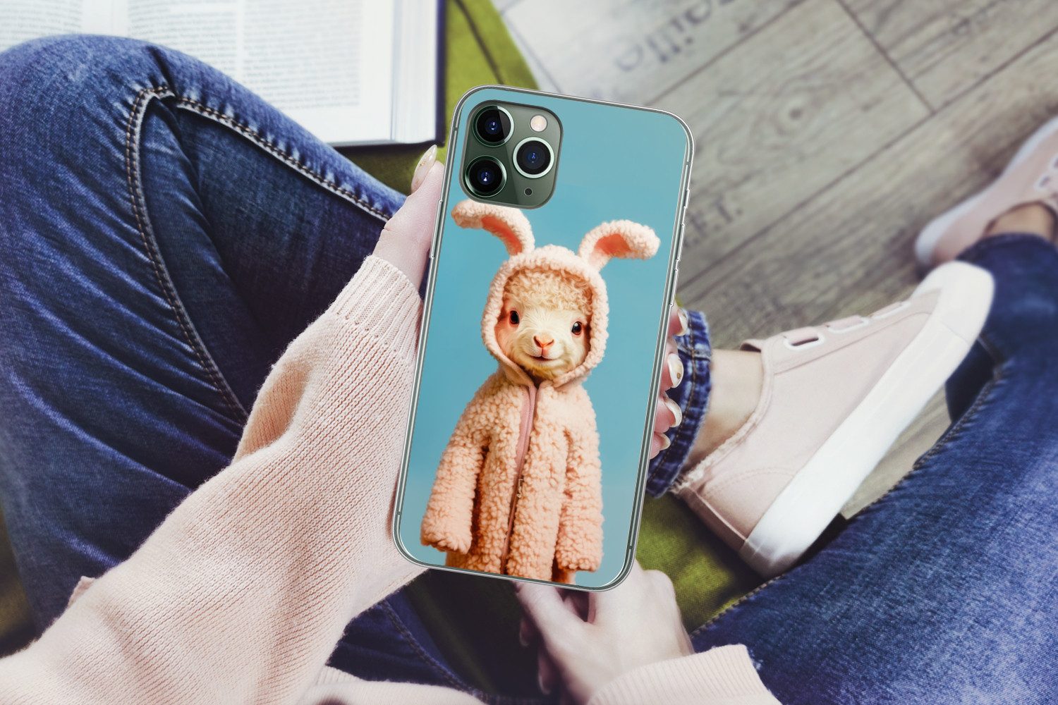 MuchoWow Handyhülle für Apple iPhone 11 Pro Lamm - Osterhase - Kostüm, Smartphone-Bumper, Print, Handy Schutzhülle Dünn