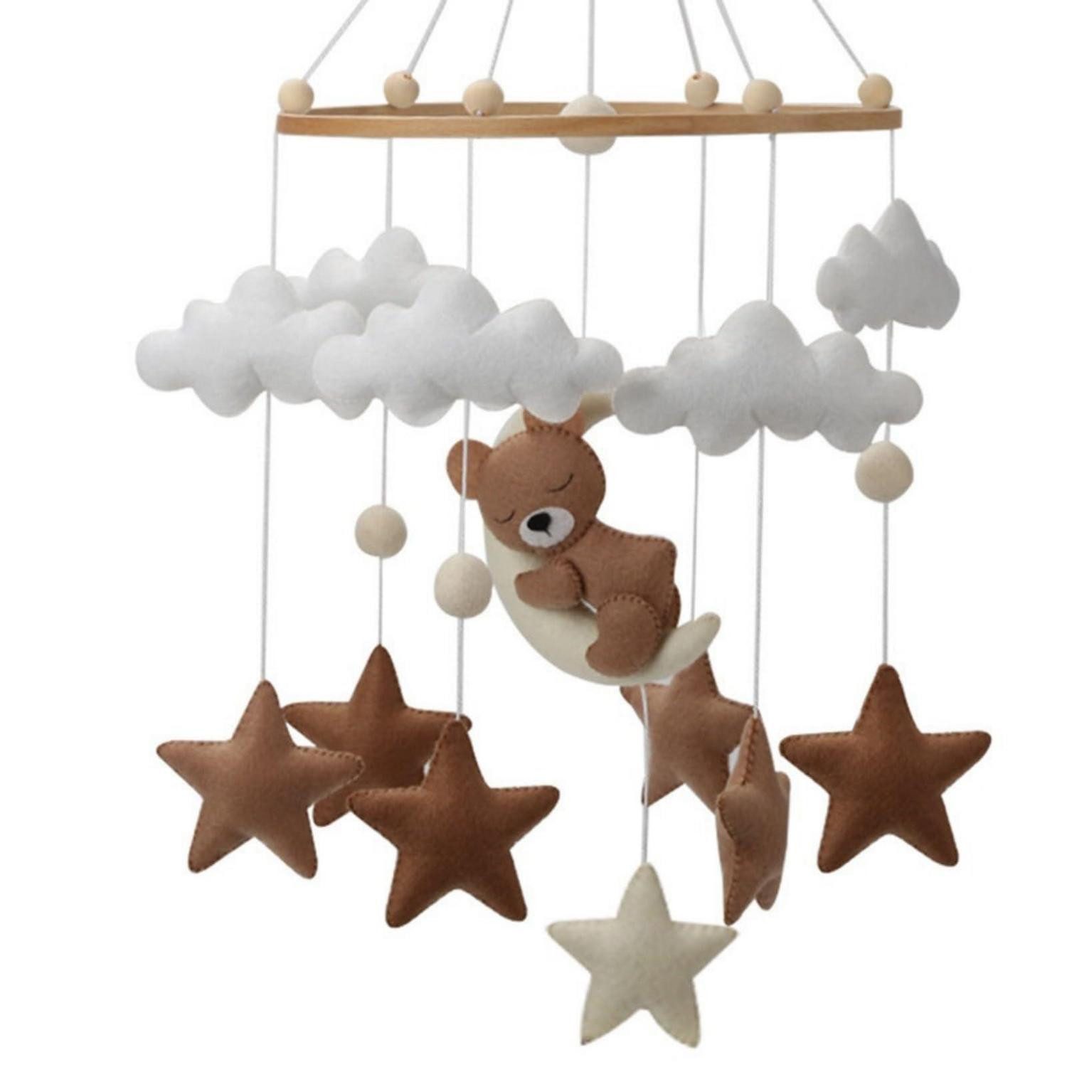 LuxusKollektion Mobile Mobile Filz Babybett Bär Windspiel Kleinkind 45cm Braun