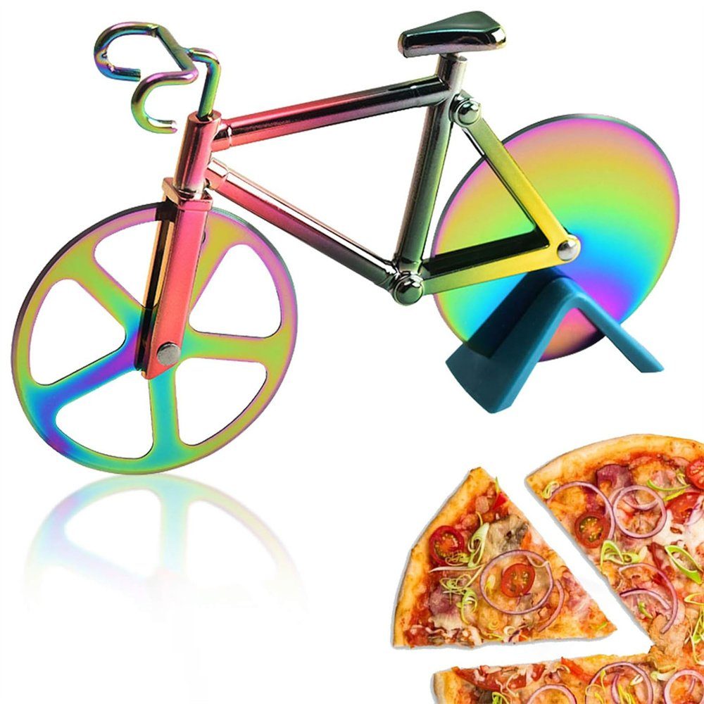 Runxizhou Pizzaschneider Doppel Pizzaschneider,Antihaftbeschichteter Fahrrad Pizza Edelstahz