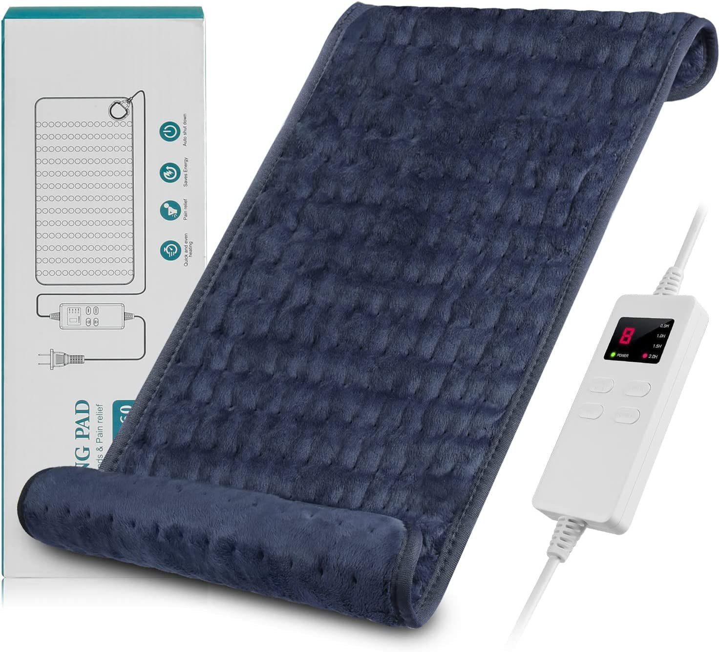 XDOVET Heizkissen Heizkissen mit Abschaltautomatik, Elektrisches Wärmekissen, Auto-Aus,LED-Controller,Waschmaschinenfest,Atmungsaktiv, weich