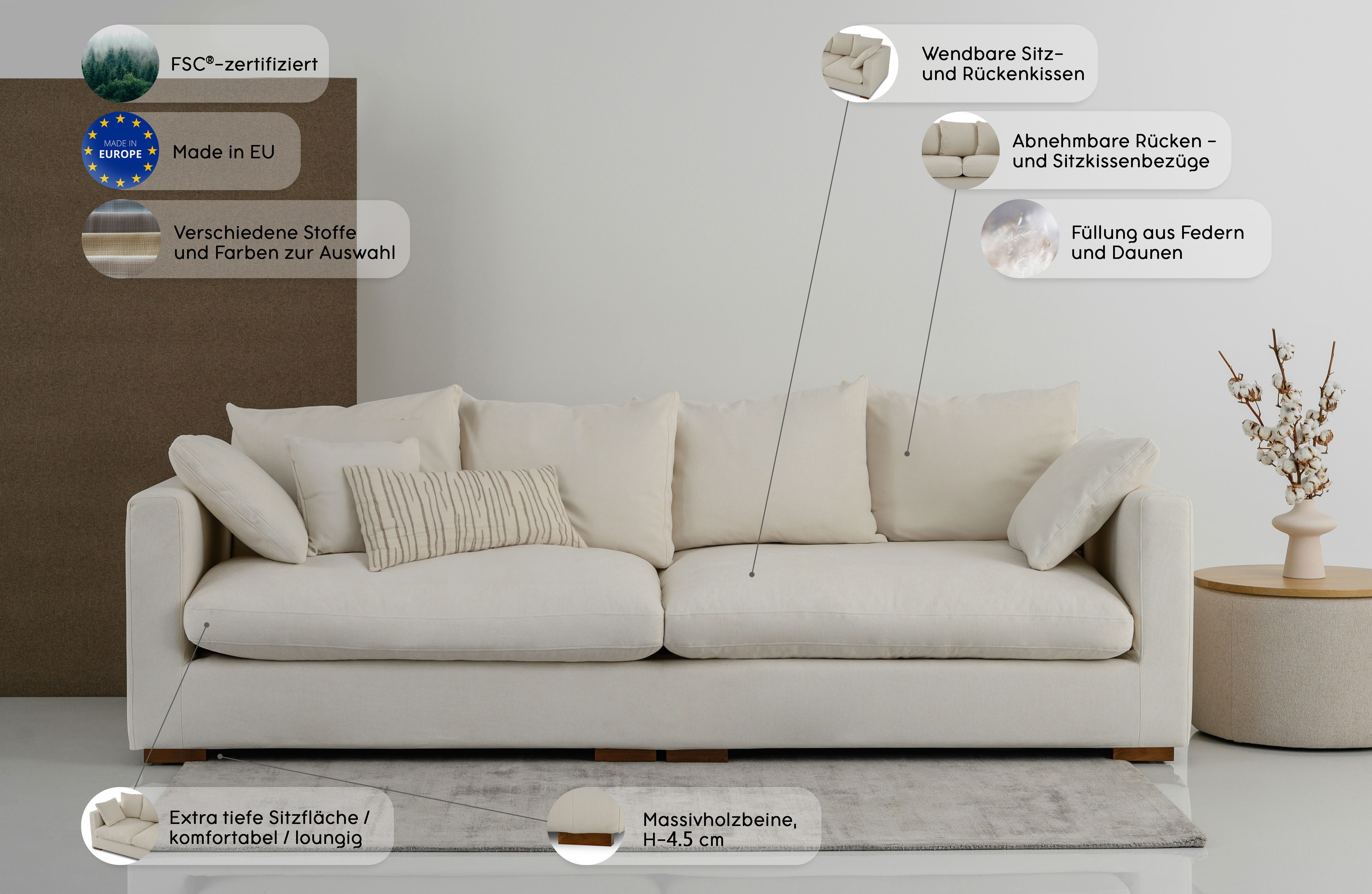 OTTO home Big-Sofa Comfy, extra weich und kuschelig, Füllung mit Federn und Daunen