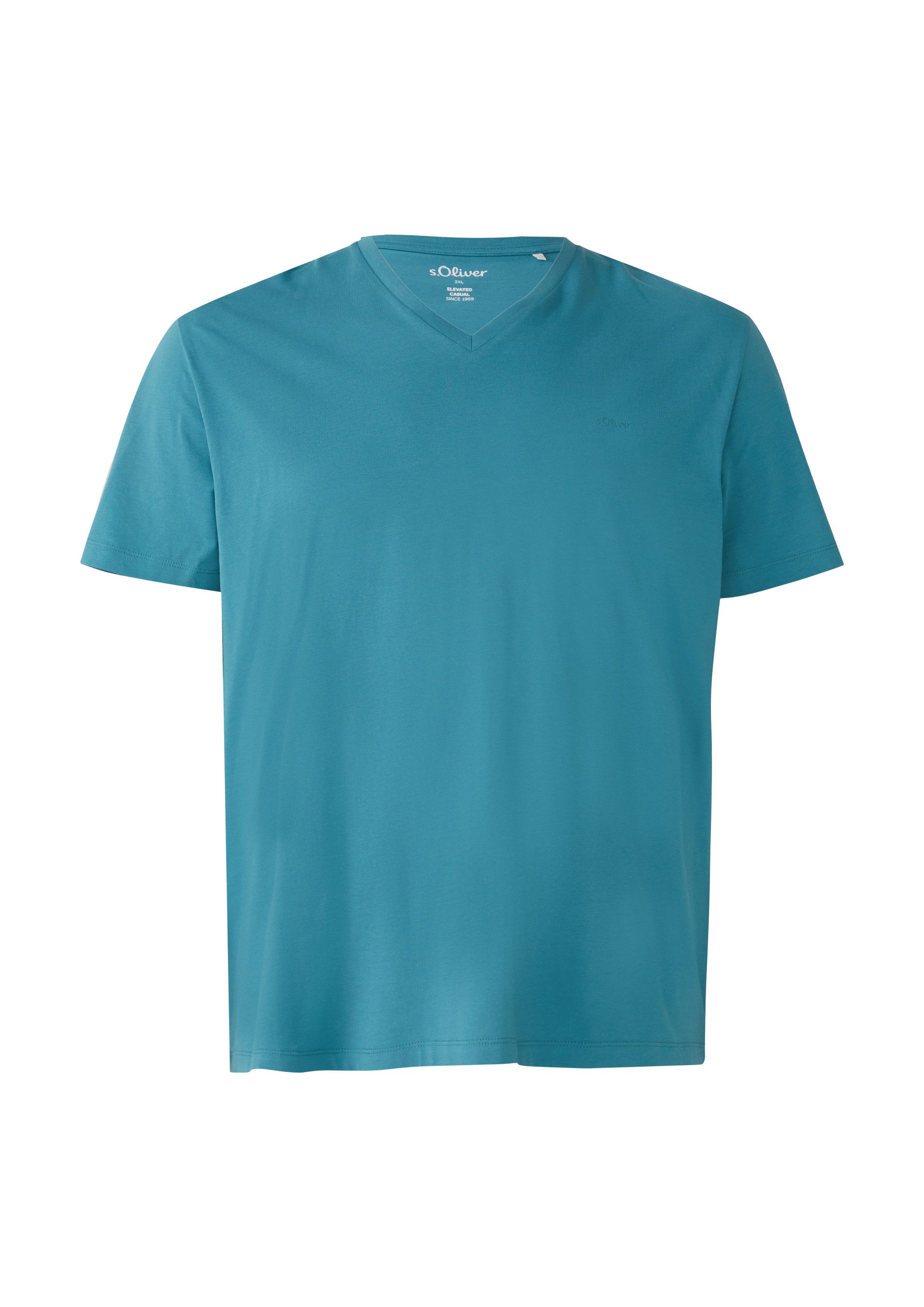 s.Oliver Kurzarmshirt T-Shirt Jersey-T-Shirt mit V-Ausschnitt und Logo günstig online kaufen