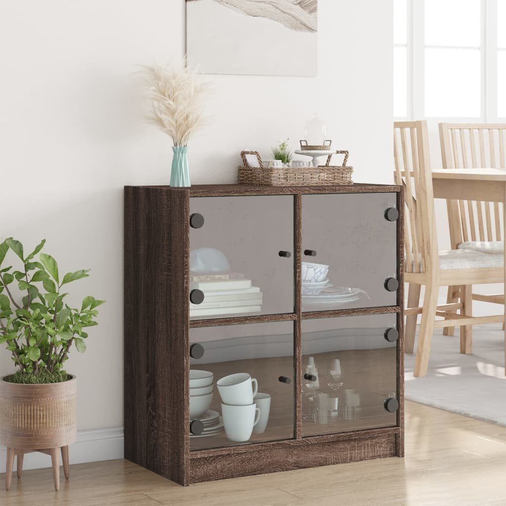 vidaXL Beistellschrank Beistellschrank mit Glastüren Braun günstig online kaufen