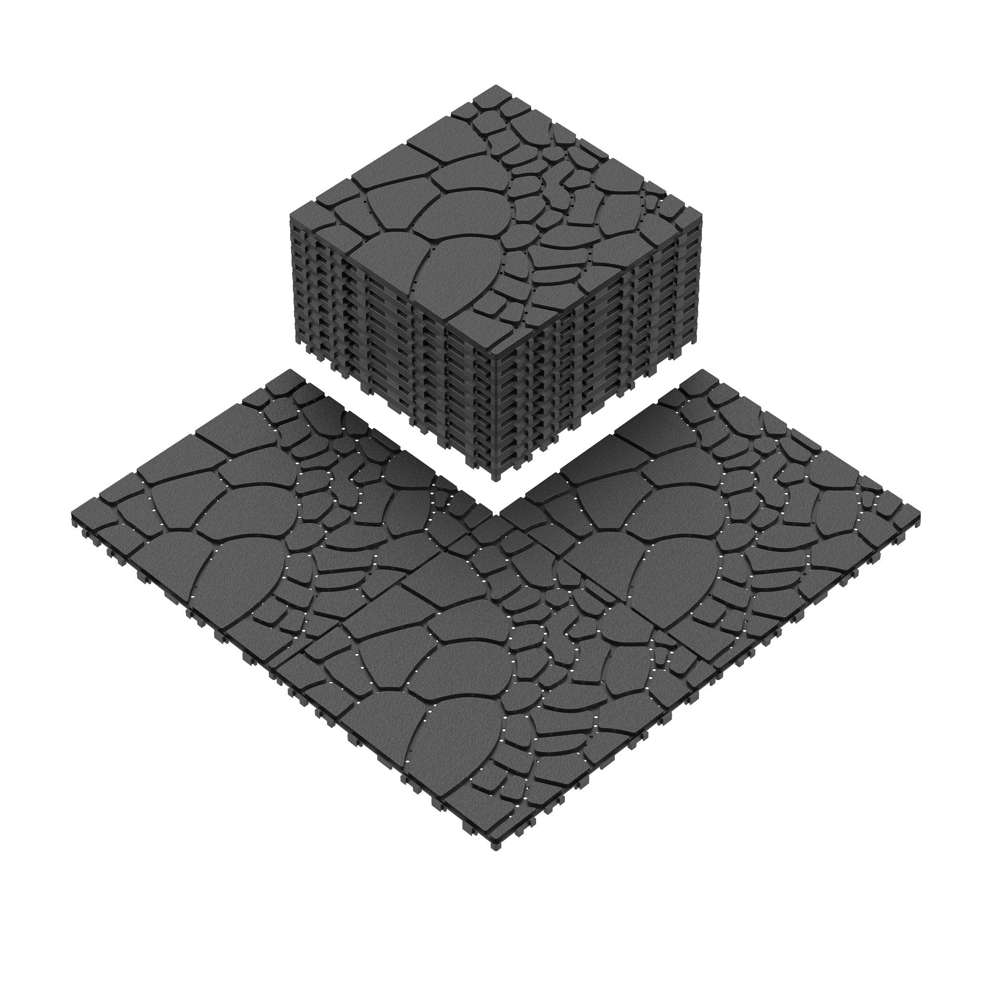 KLAM HOME Klickfliesen Robuste Klickfliesen Aus Kunststoff In Dunkelgrau, 44 Stück Wetterfeste Terrassenfliesen Mit Einfachem Stecksystem, 44 St., Vielseitige Outdoor Fliesen Für Poolbereich Und Balkon