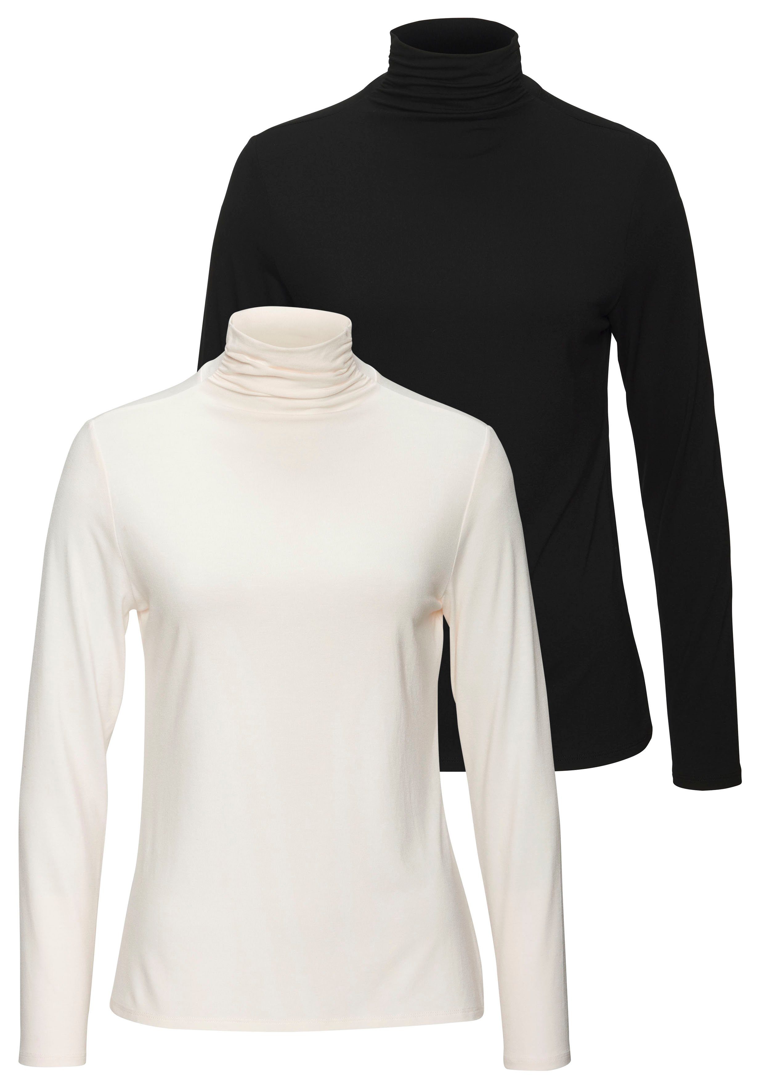 Stehkragenshirt aus weichem Viskose-Stretch