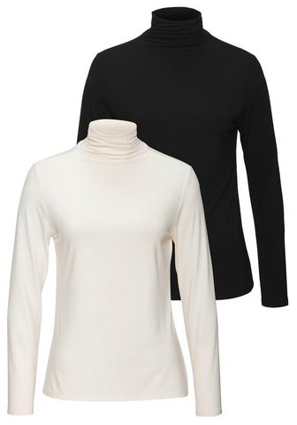 LASCANA Stehkragenshirt »aus minkštas Viskose-...