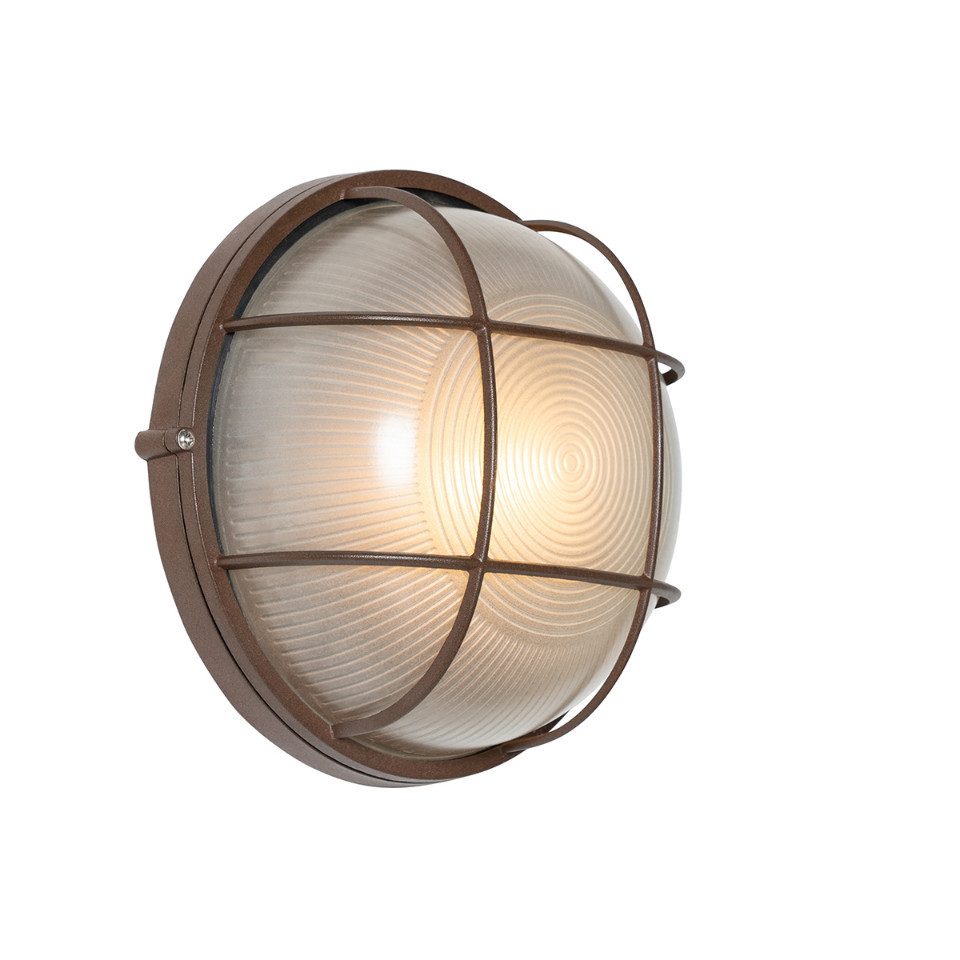 Qazqa Außen-Wandleuchte Hanneke, ohne Leuchtmittel, Warmweiß, QAZQA Außen Wandleuchte, e27, Rostbraun, Aluminium, Industrie