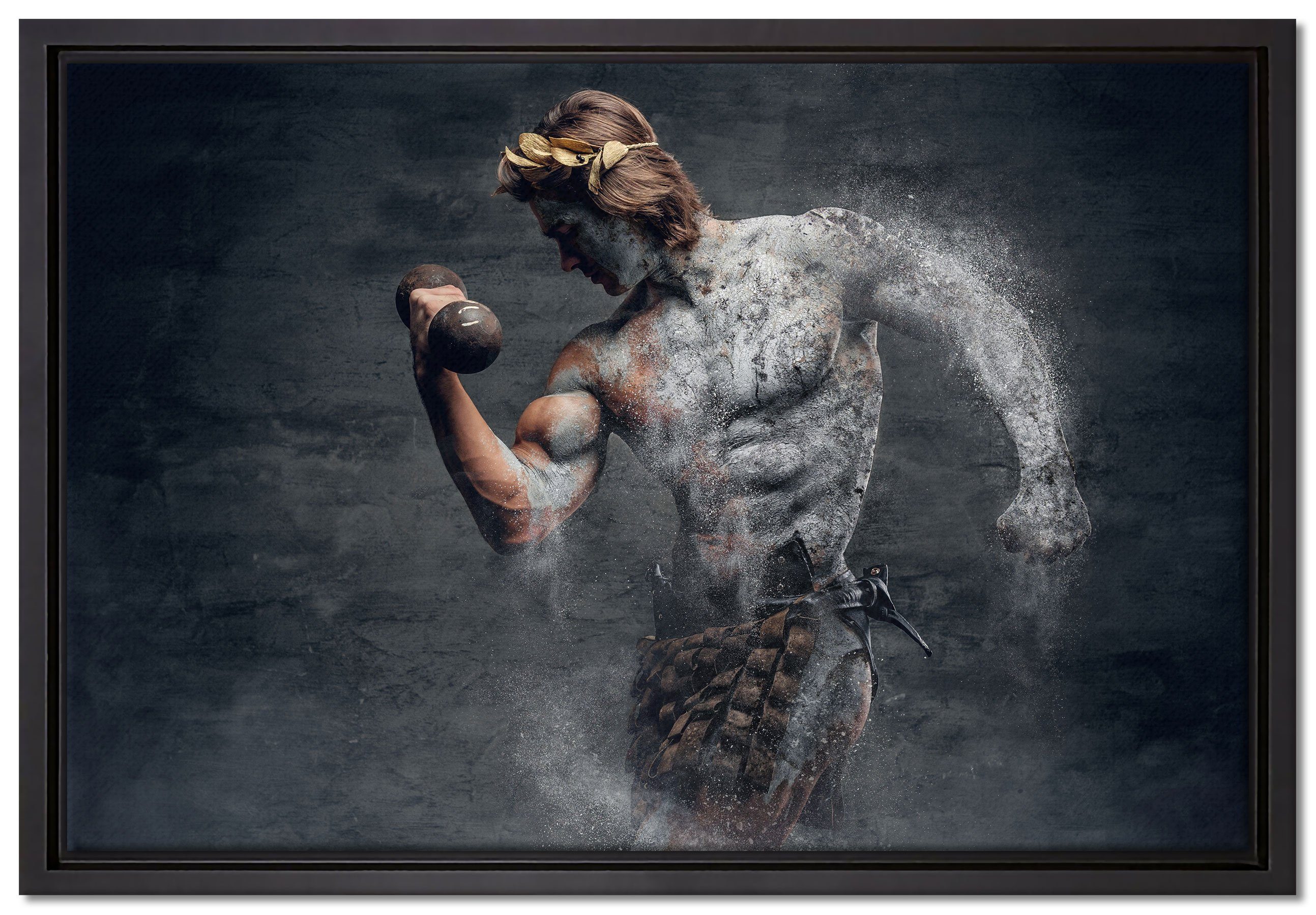 Pixxprint Leinwandbild antiker männlicher Sportler, Wanddekoration (1 St), Leinwandbild fertig bespannt, in einem Schattenfugen-Bilderrahmen gefasst, inkl. Zackenaufhänger