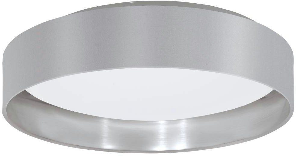 EGLO LED Deckenleuchte Maserlo, LED fest integriert, Warmweiß, Stofflampe Ø38 x H9 cm, LED-Platine, warmweißes Licht, Textilschirm grau | Deckenlampen