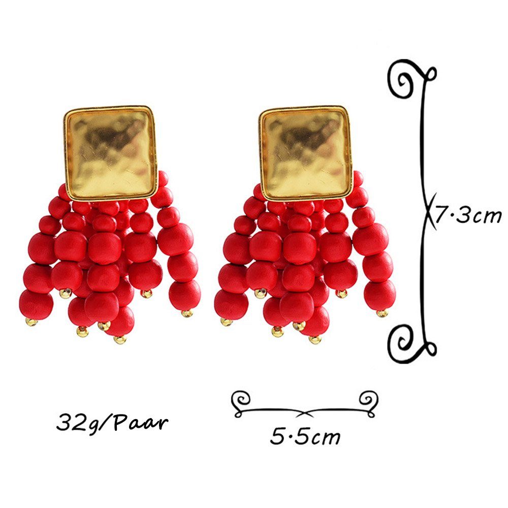 Damen Ohrhänger Perlen und Mädchen Paar hängend,für Dekorative Rot Ohrringe Hänger Ohrhänger Tropfen