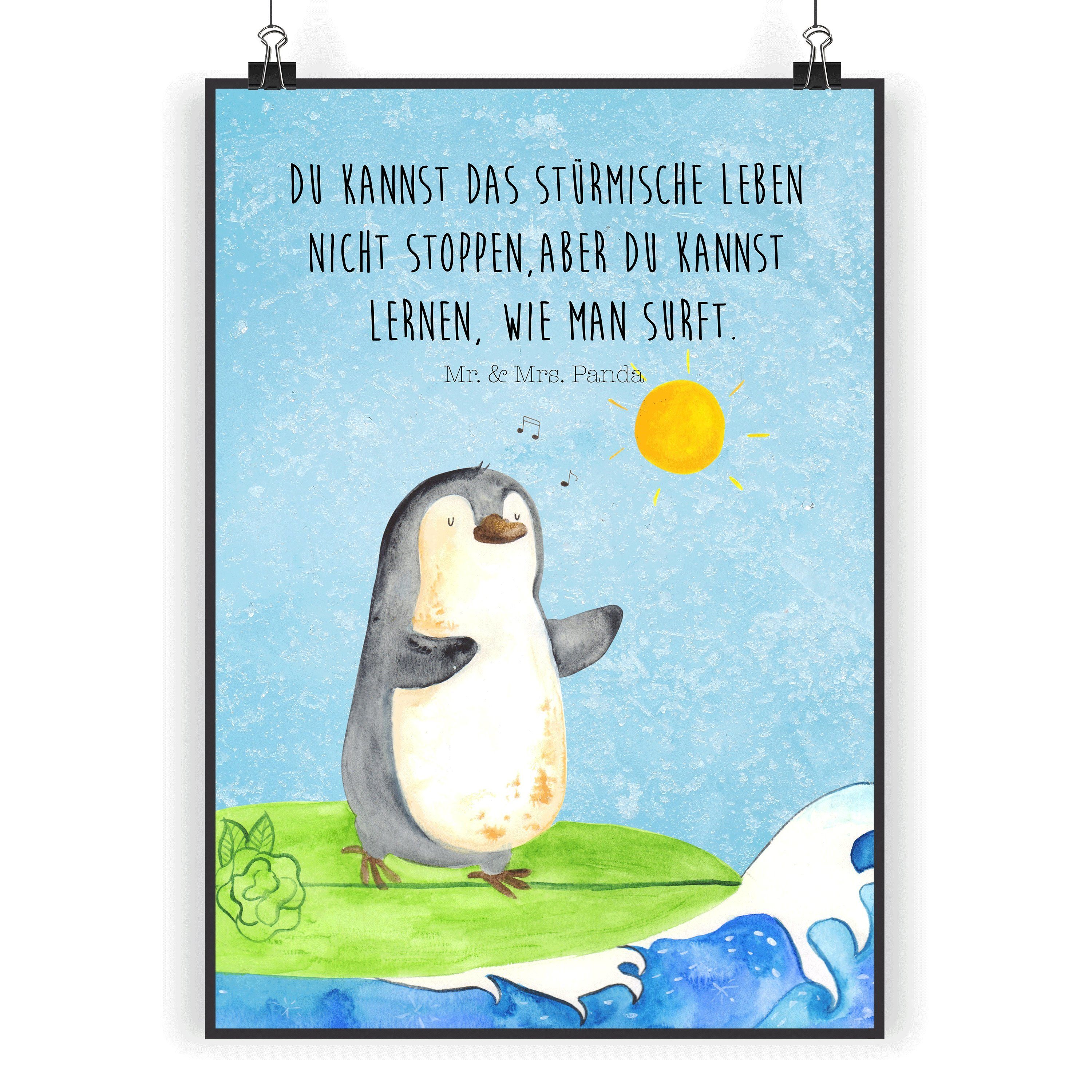 Mr. & Mrs. Panda Schlüsselanhänger Pinguin Buch - Eisblau - Geschenk,  Anhänger, nichtstun, Taschenanhäng (1-tlg)