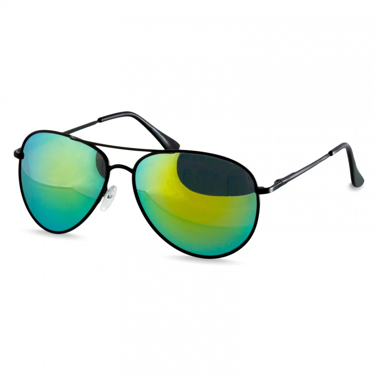 Caspar Sonnenbrille SG013 klassische Unisex Retro Pilotenbrille schwarz / grün gold verspiegelt