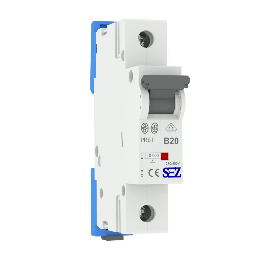 SEZ Schalter Leitungsschutzschalter B20A 1-Polig 10kA VDE Sicherung LS-Schalter (1-St)