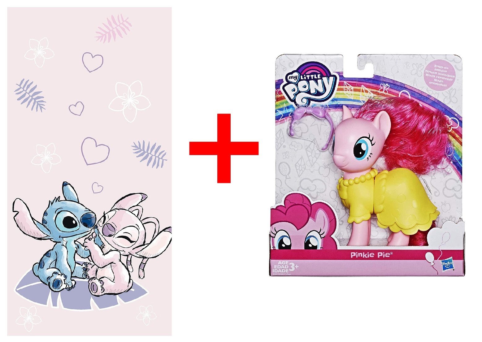 Jerry Fabrics Handtücher Disney Lilo & Stitch Strandtuch 70x140cm + My Little Pony Pinkie Pie, Frottee (2-St)
