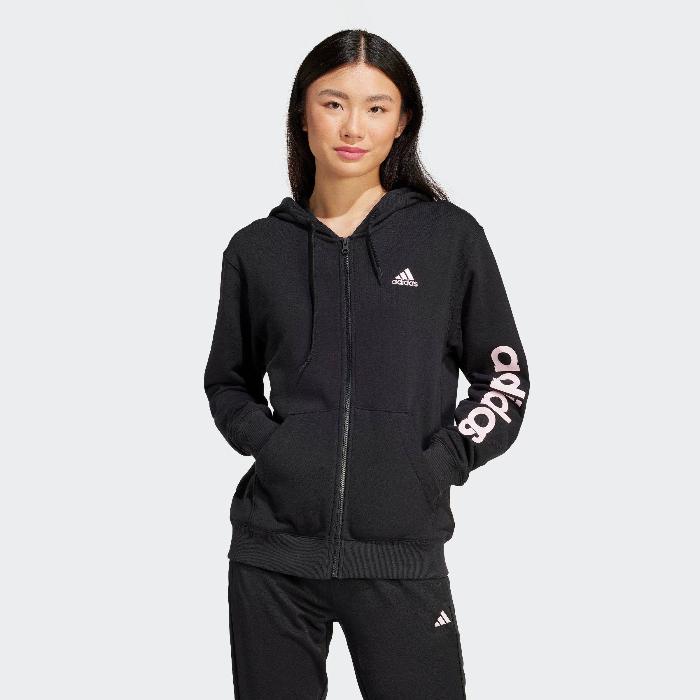 adidas Sportswear Kapuzensweatjacke ESSENTIALS LINEAR FRENCH TERRY KAPUZENJACKE (1-tlg)