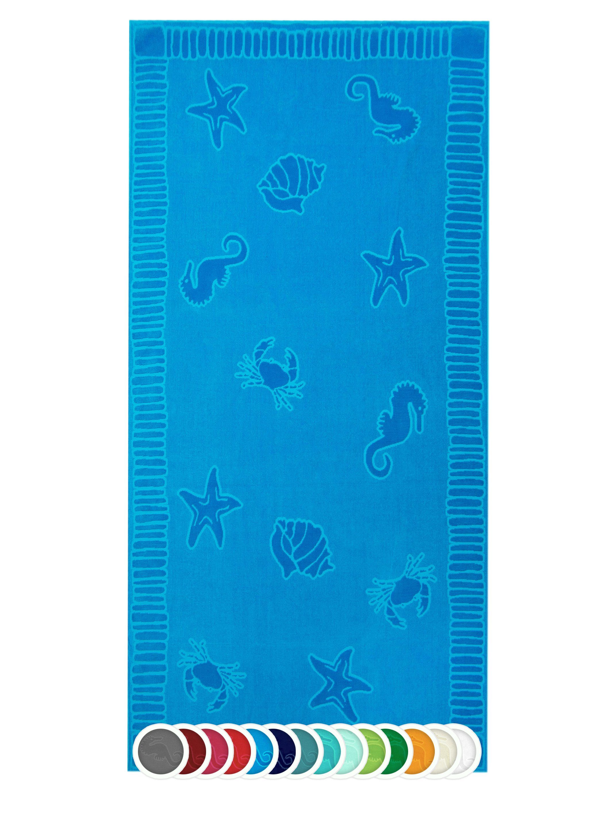 ZOLLNER Strandtuch, Frottier (1-St), 100 x 200 cm, 100% Baumwolle, vom Hotelwäschespezialisten blau