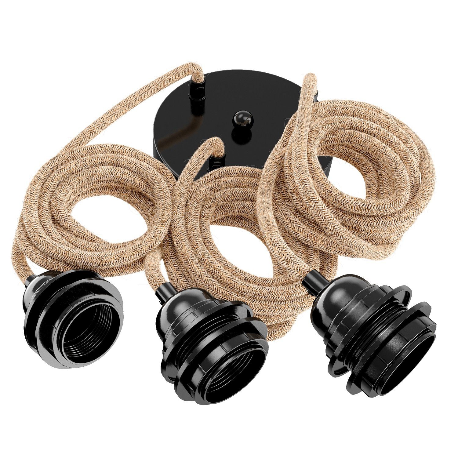 Hoopzi Pendelleuchte Hang 3 Pendelleuchte Textilkabel 3 X E27 Fassung Retro günstig online kaufen