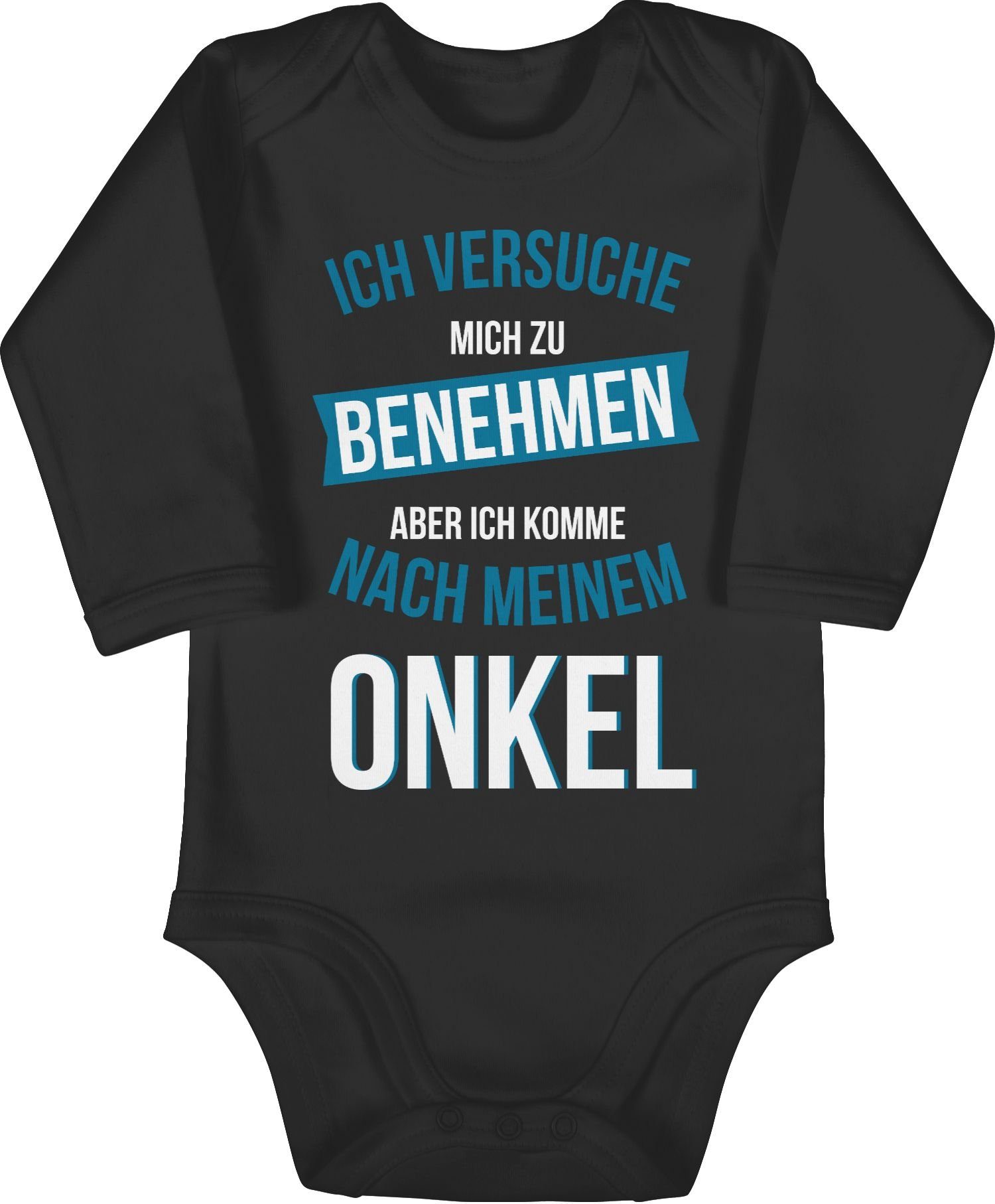Shirtracer Shirtbody Ich versuche mich zu benehmen aber ich komme nach meinem Onkel Sprüche Baby