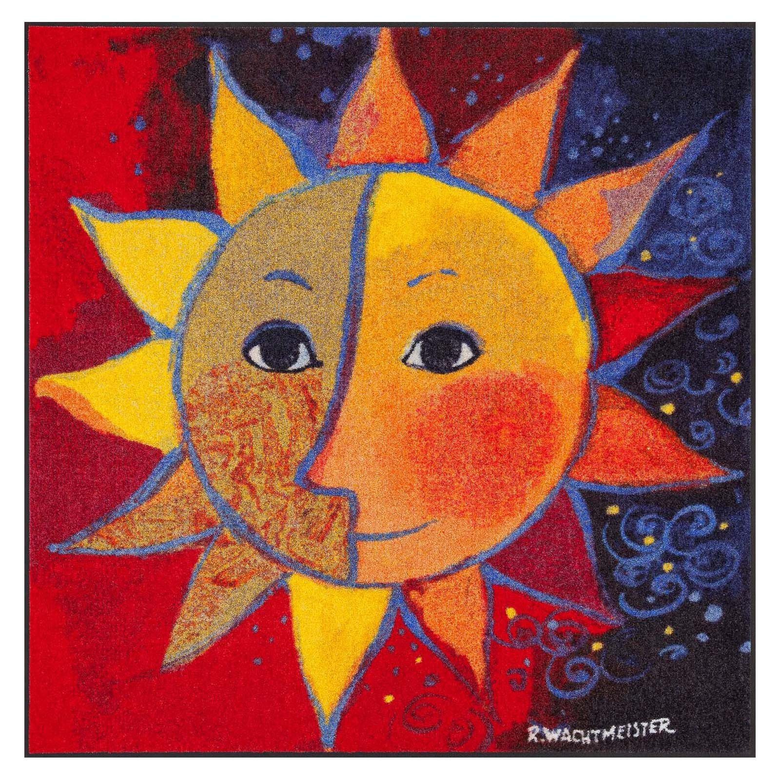 Salonloewe Teppich Matte groß 115 x 115 cm Rosina Wachtmeister Sole rot quadratisch, Quadratisch, Höhe: 1150 mm