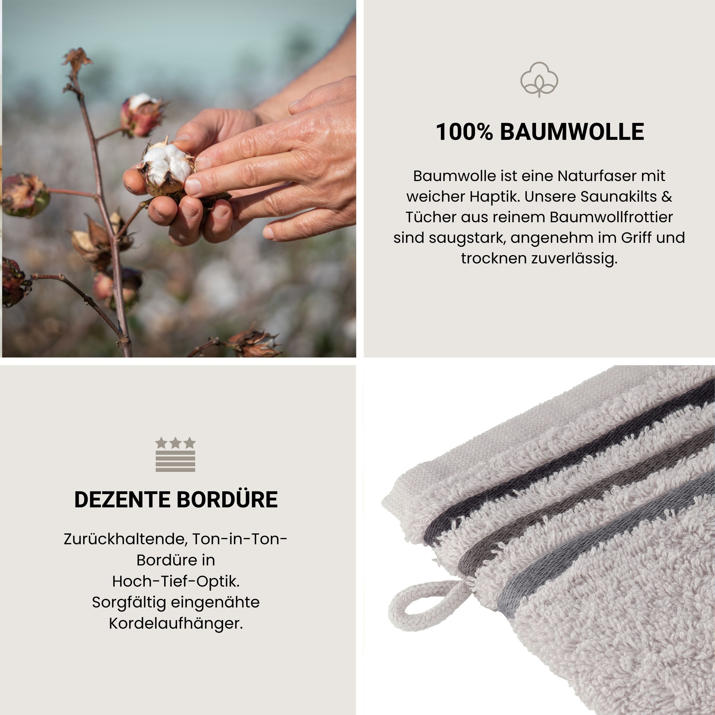 Schiesser Waschhandschuh Skyline Color aus 100 % Baumwolle mit eleganter Streifenbordüre, (5-St), OEKO-TEX® MADE IN GREEN – Bild 4 von 5