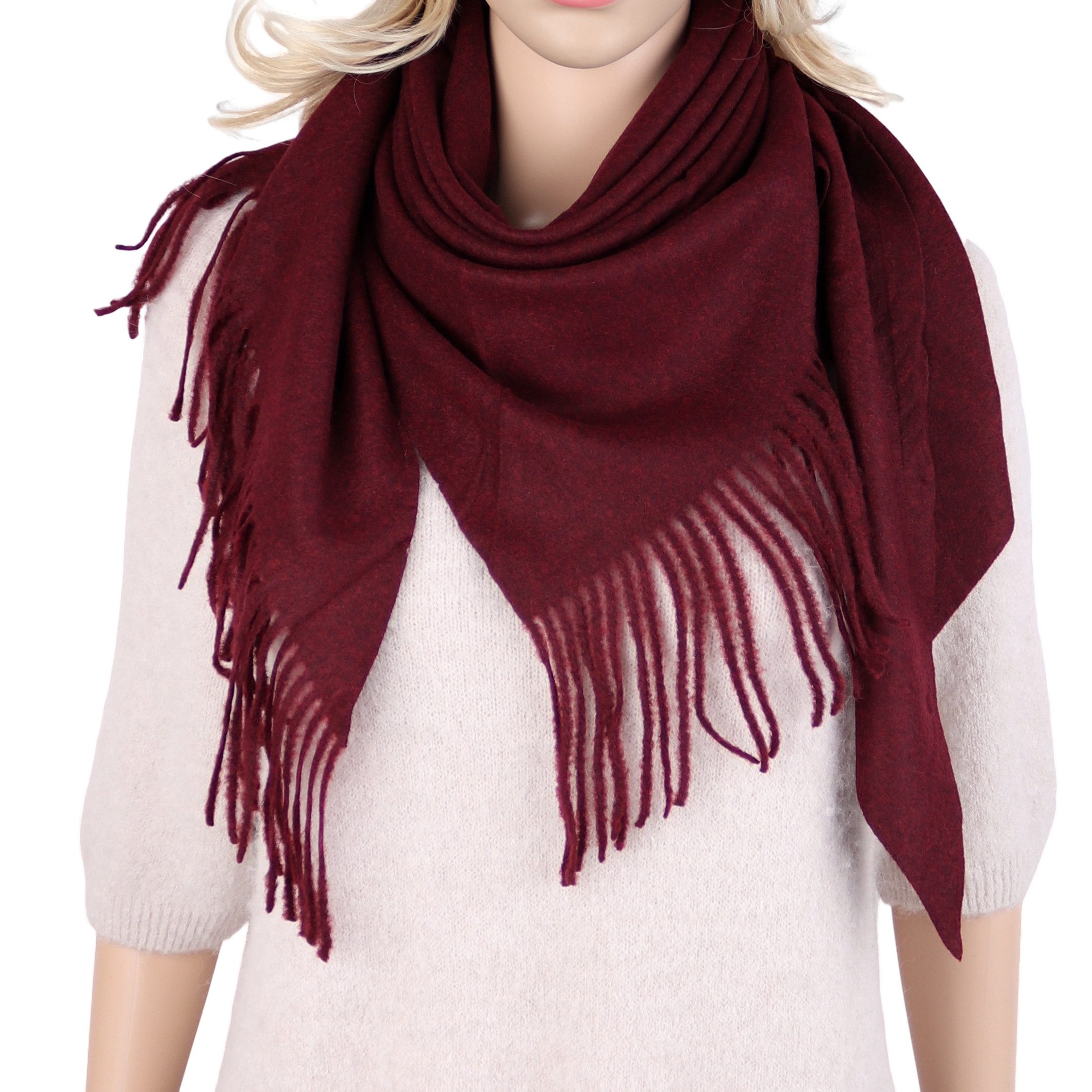 MIRROSI Dreieckstuch Damen weiches Tuch 80x155 cm Schal mit Fransen an einer Seite, (Neue Kollektion Herbst/Winter 2026), Viskose Wollmix, Herbst Winter