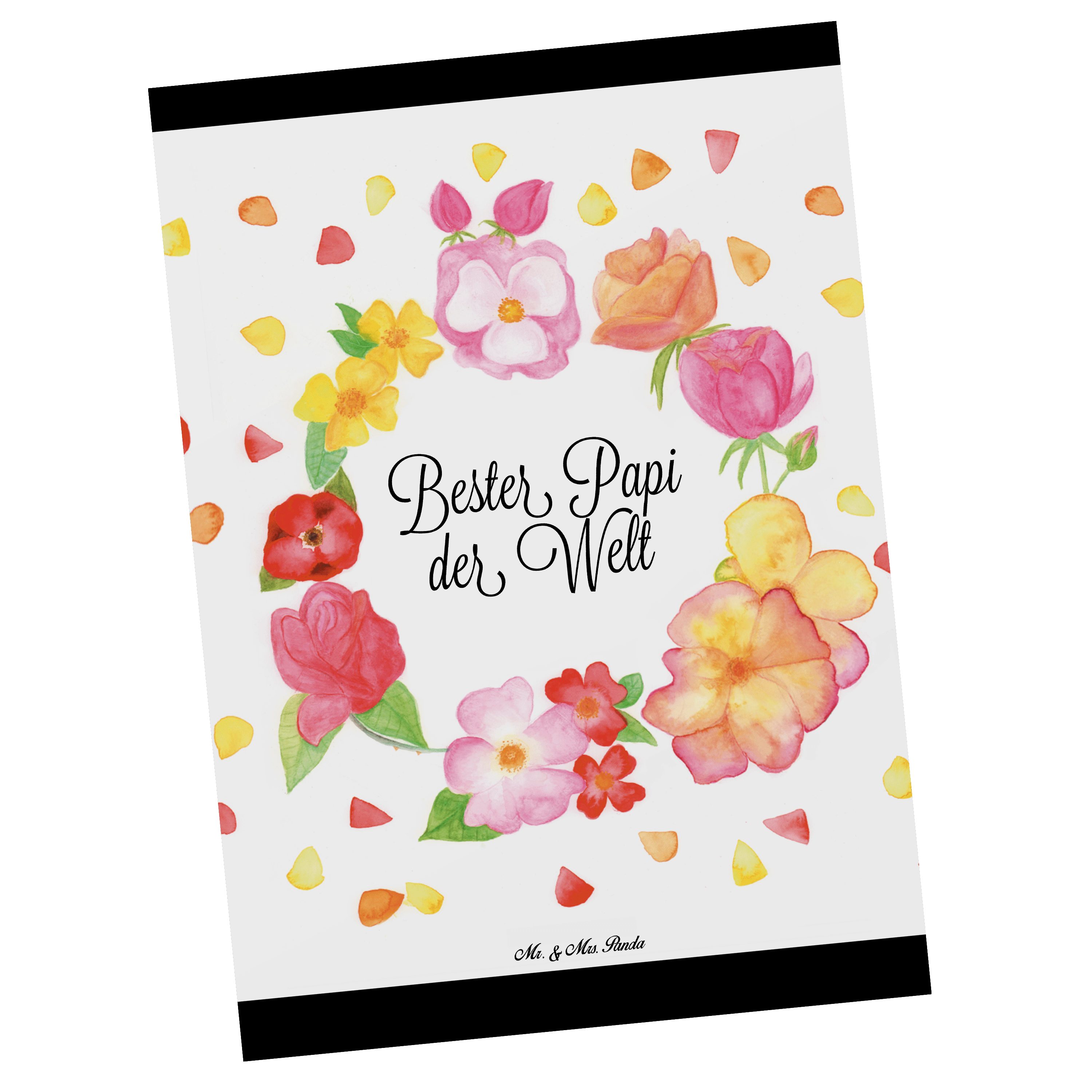 Mr. & Mrs. Panda Postkarte Papi - Weiß - Geschenk, Papa, Familie, Geburtstagskarte, Einladung, G
