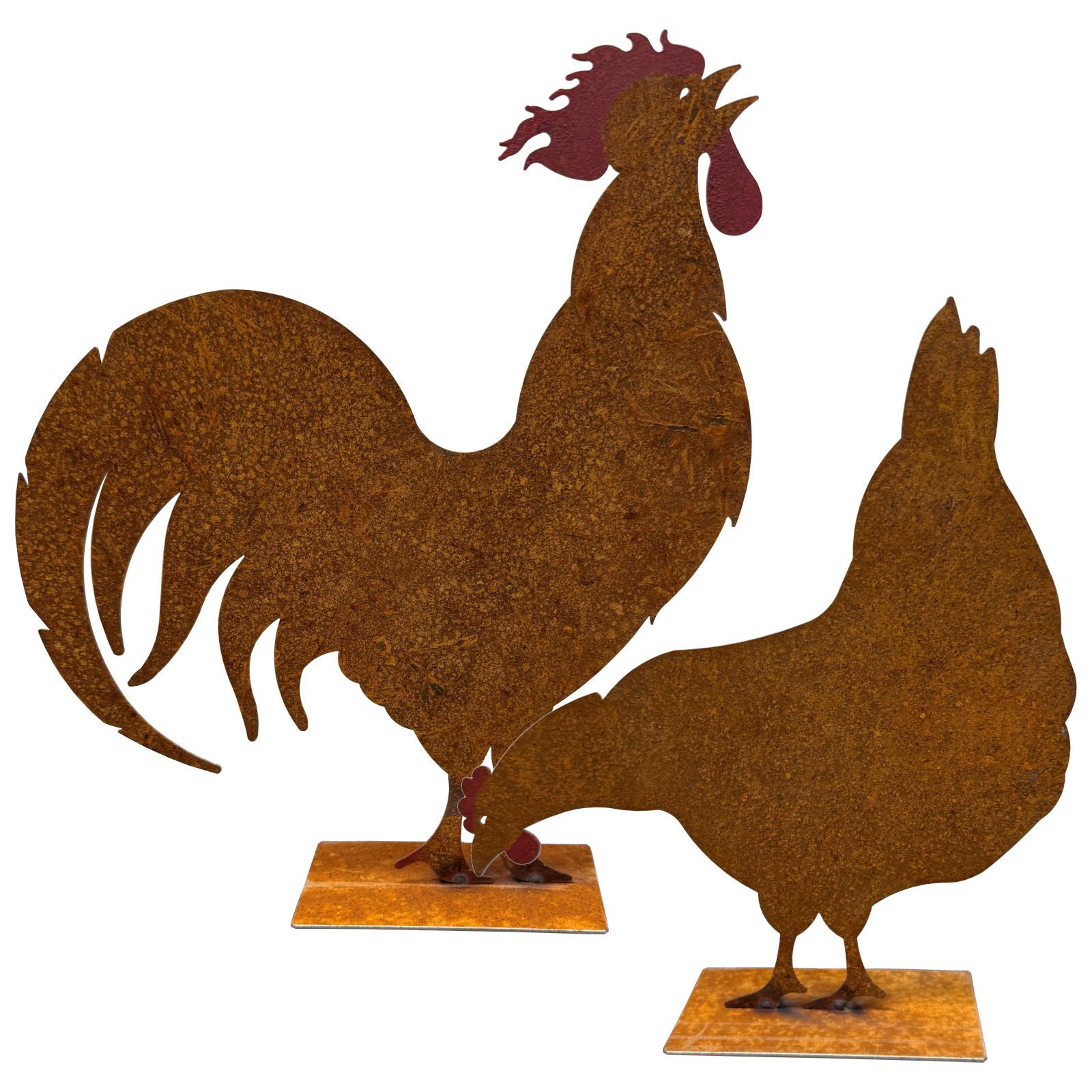 ZGM Dekofigur Rost Deko Hahn und Henne, ein charmantes Paar für Haus und Garten!