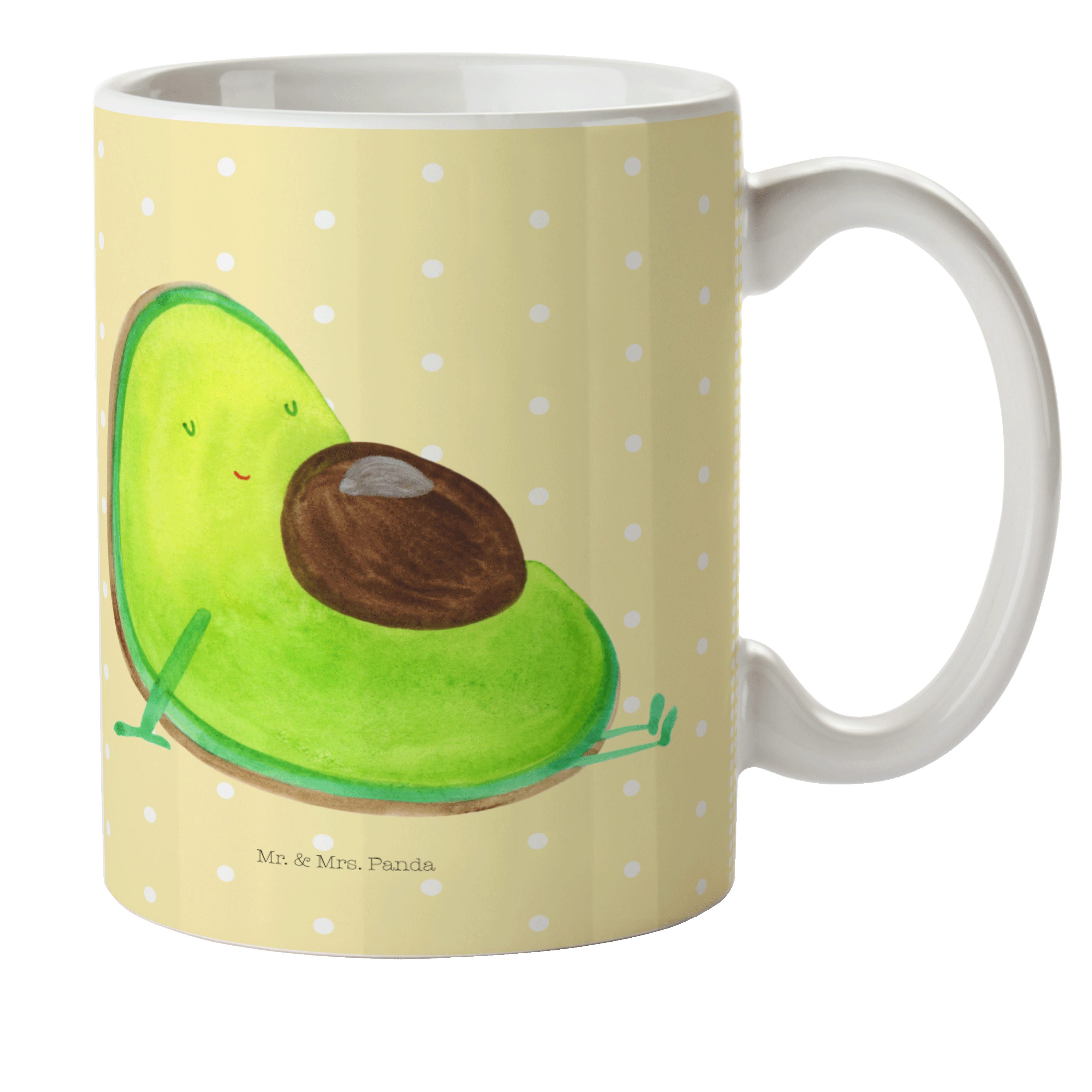 Mr. & Mrs. Panda Kinderbecher Avocado schwanger - Gelb Pastell - Geschenk, Kunststoffbecher, Kinder, Kunststoff