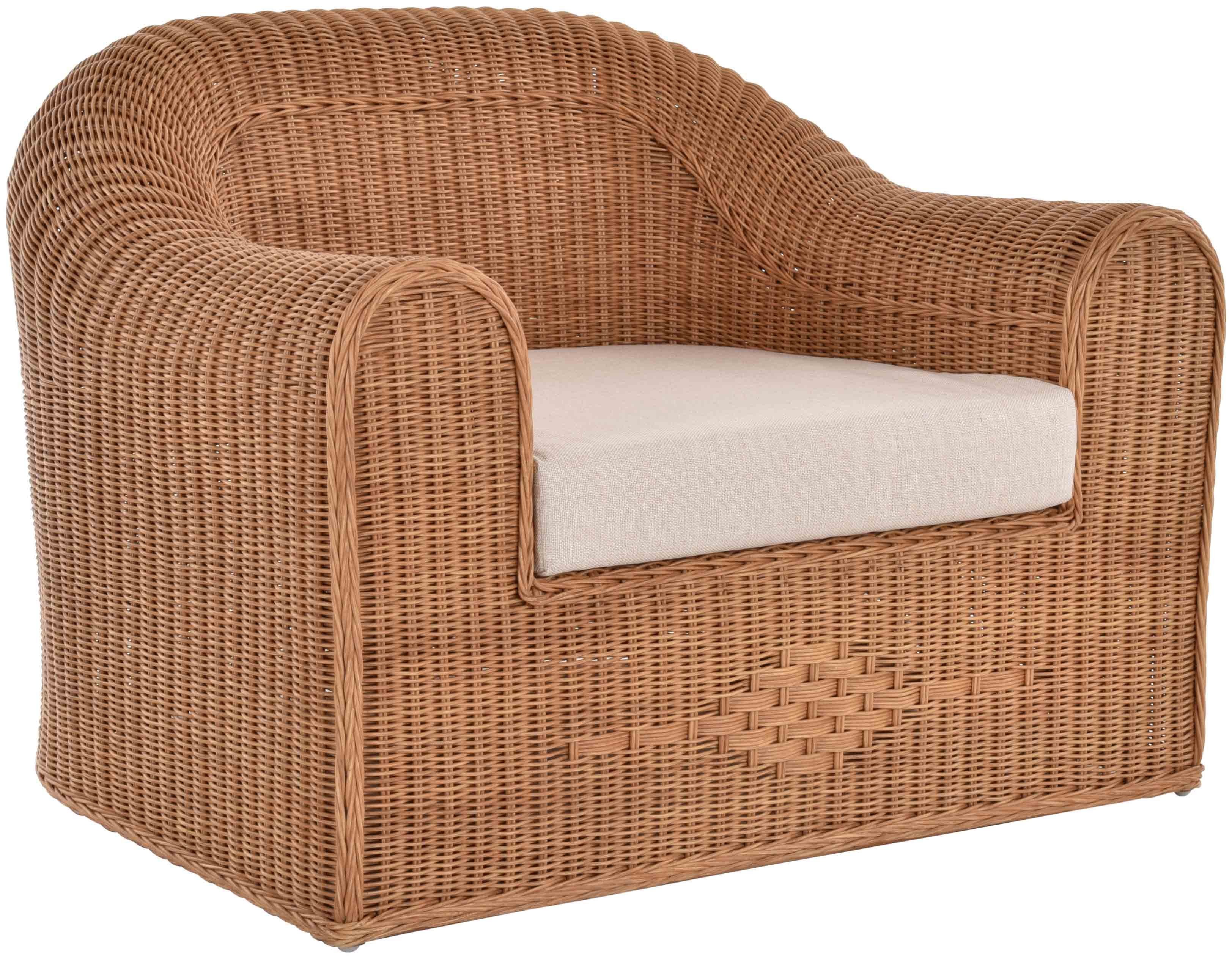 Krines Home Relaxsessel Rattansessel Breiter Wohnzimmer Sessel aus echtem Rattan Thronsessel, Bequem