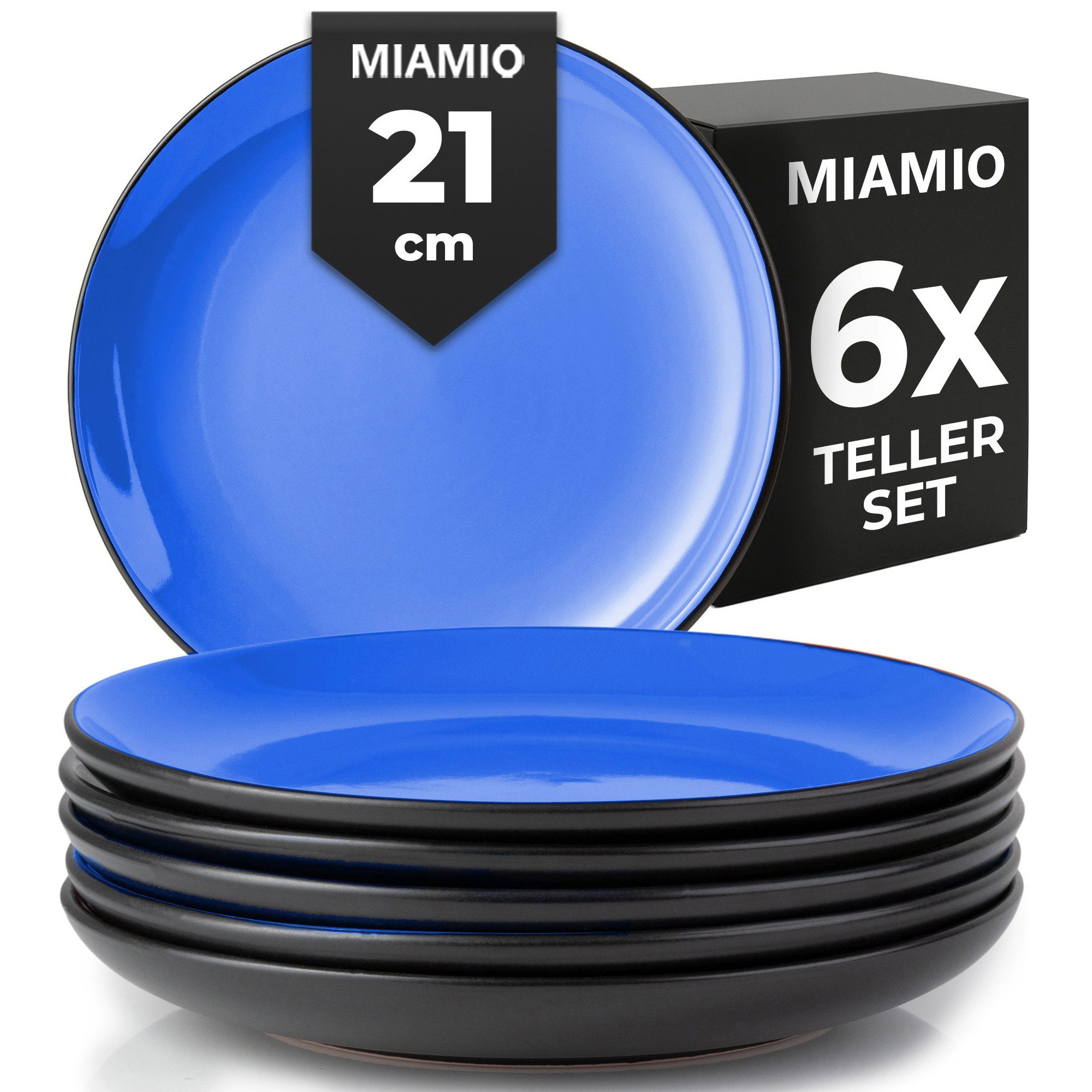 MiaMio Teller Le Papillon kleine Teller, blau, (6 St), Ø 20,5 cm, 6-teilig