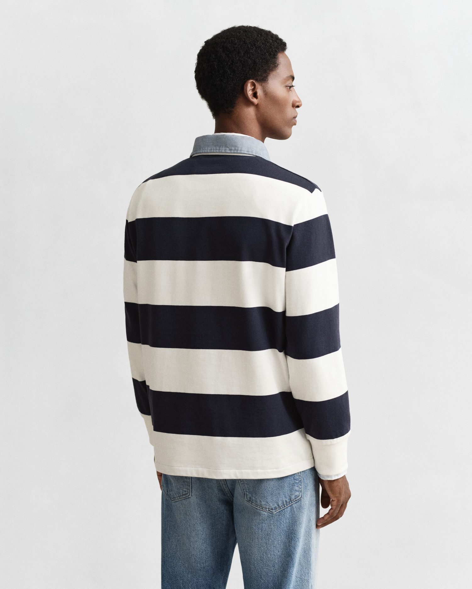 Gant Langarm-Poloshirt REG CHAMBRAY STRIPE HEAVY RUGGER – Bild 5 von 5